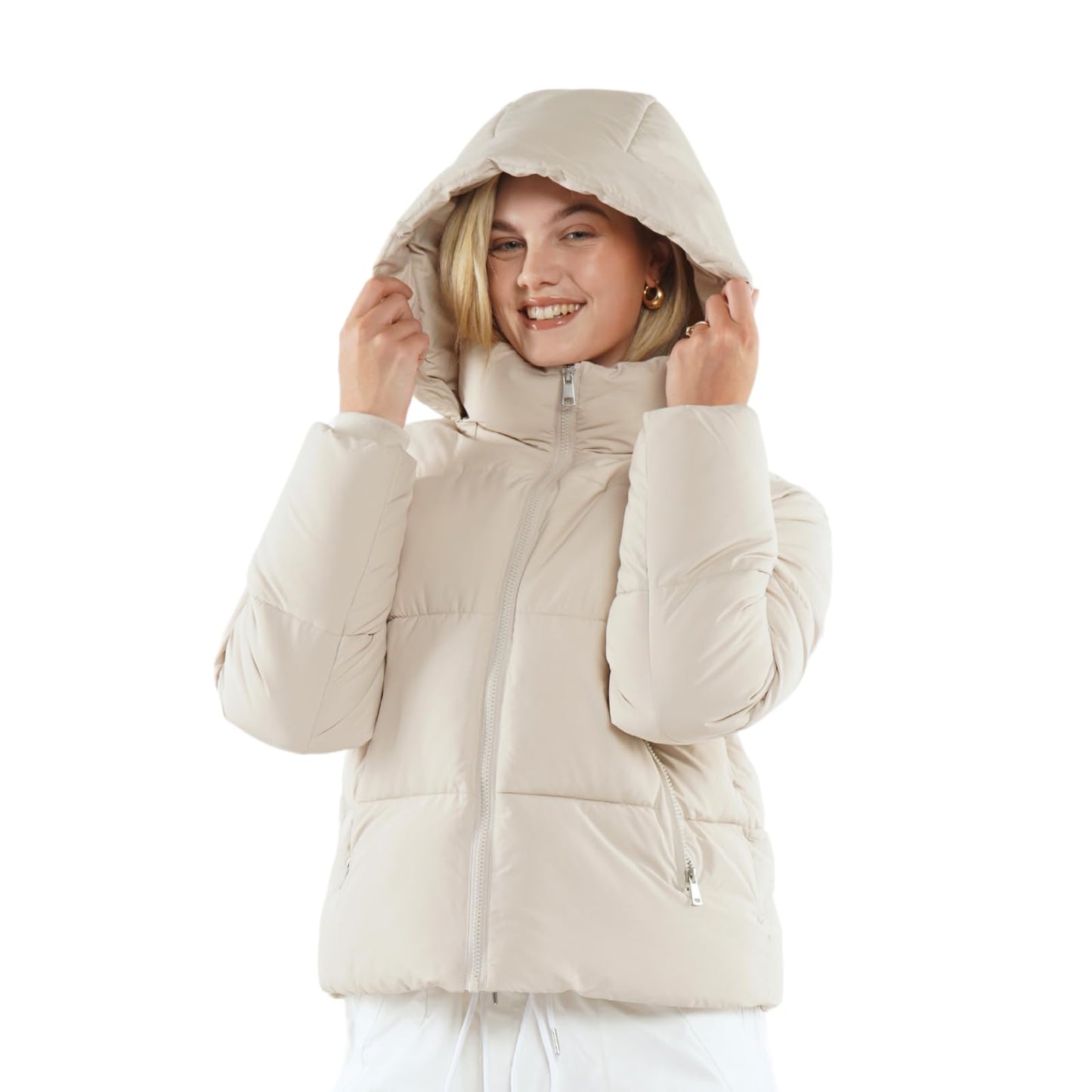 PUFFIT Damen Winter Jake mit Kapuze Warmer Wasserdicht Winterjacke Steppmantel Female Jacken