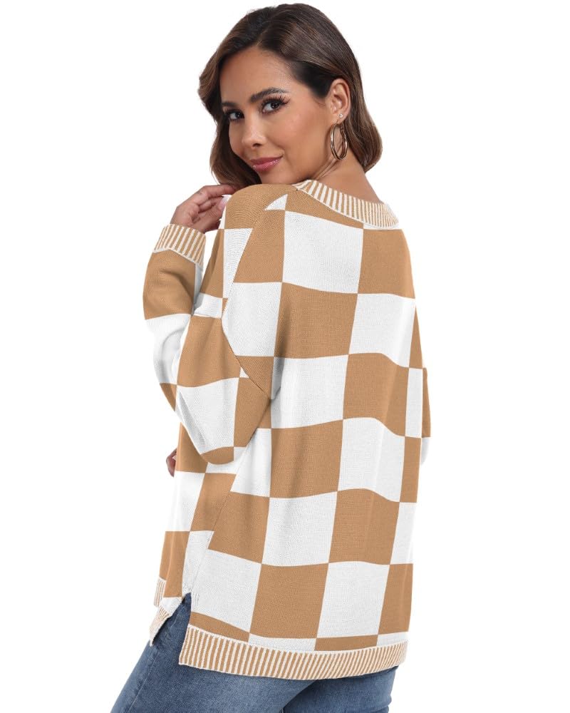 PrinStory Pullover Damen Strickpullover Langarm Rundhals Elegant Lässig Sweatshirt Warm Damen Winter Pullis Strickwaren