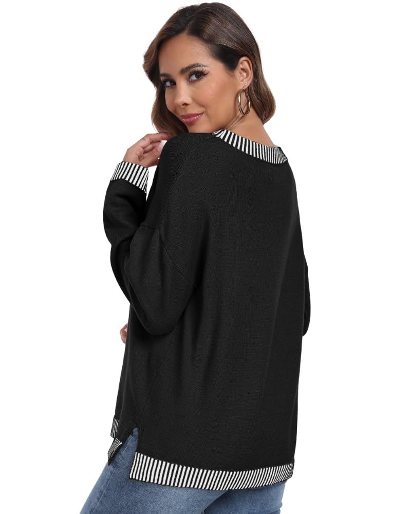 PrinStory Pullover Damen Strickpullover Langarm Rundhals Elegant Lässig Sweatshirt Warm Damen Winter Pullis Strickwaren