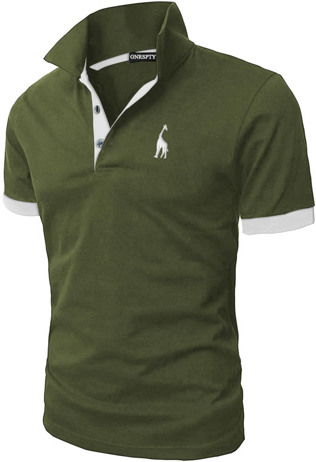 GNRSPTY Poloshirt Herren Kurzarm Polohemd Giraffe Stickerei Einfarbig T-Shirt M-3XL