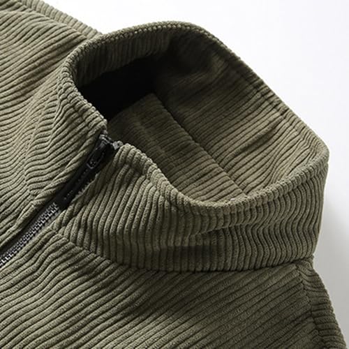 Winter Jacket Men's Sherpa Jacket Zip Teddy Fur Lined Winter Without Hood Sherpa Corduroy Jacket Outdoor Jacket Cuddly Jacket Stand-Up Collar Fleece Jacket with Pockets