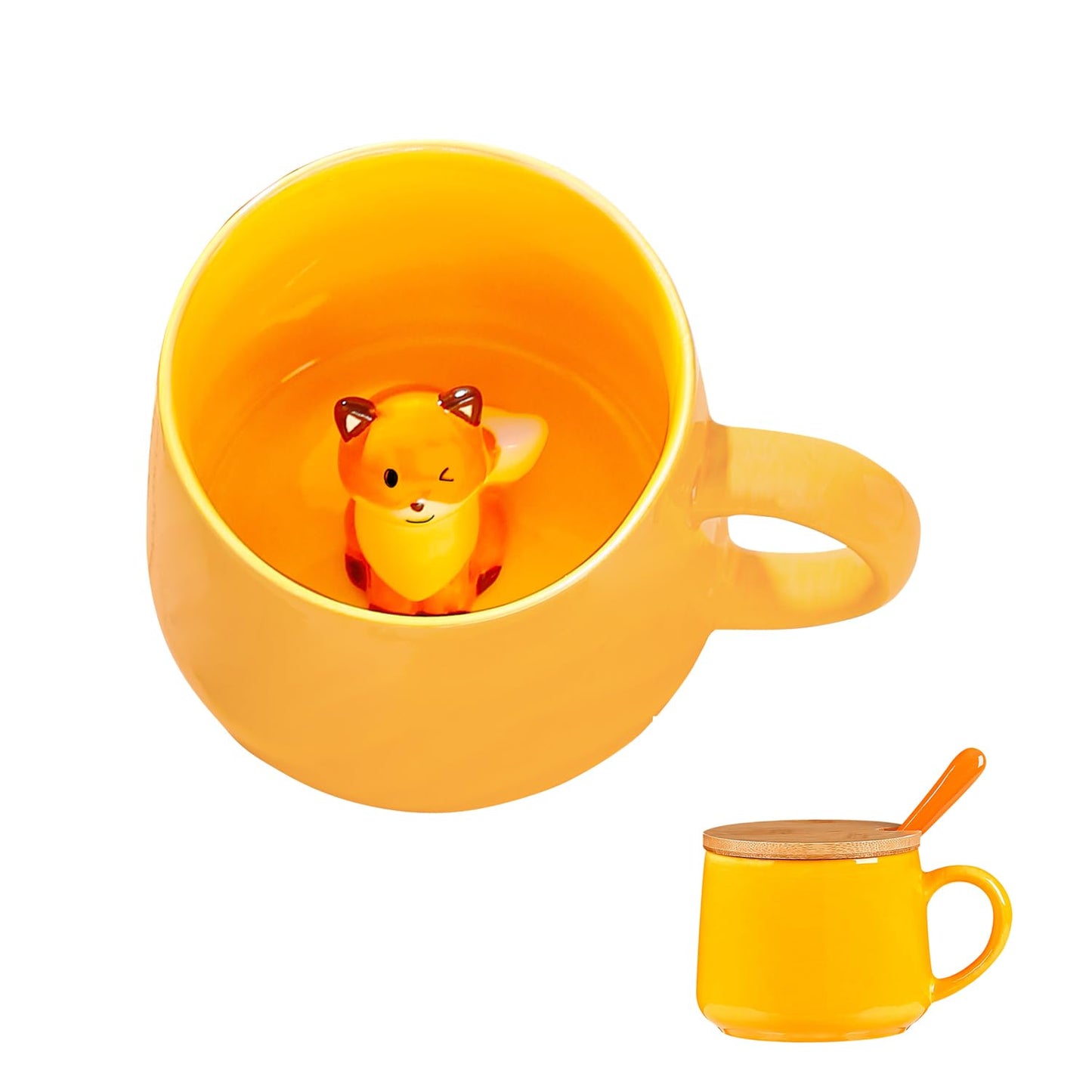 BigNoseDeer Süße Sachen Keramik Katze Kaffeetasse Teetasse Deckel Löffel Lustige Tassen Geschenke für Frauen Kaffeebecher 3D Tasse Personalisiert Cappuccino Tasse Beste Freundin Weihnachten Geschenk