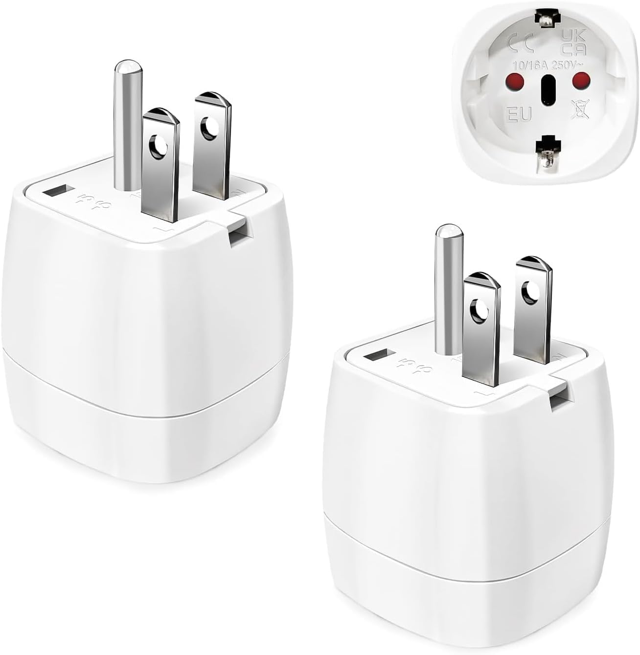 Reiseadapter USA 2Stück，USA Adapter Steckdose Deutschland Plug ，Adapter USA Deutschland Stecker für EU zu Amerika/Kanada/Mexiko/Thailand usw,Typ B Reisestecker Stromadapter,Weiß