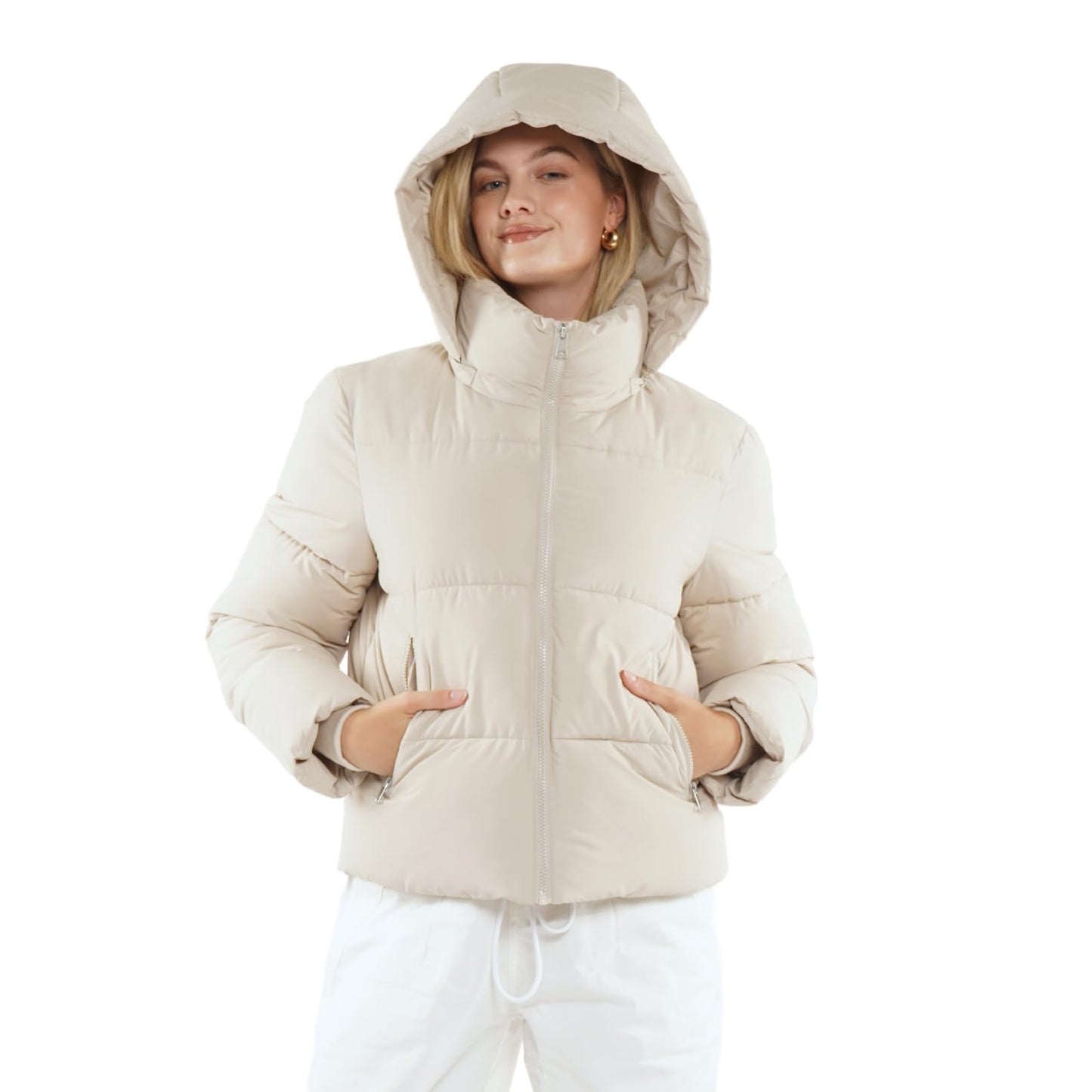 PUFFIT Damen Winter Jake mit Kapuze Warmer Wasserdicht Winterjacke Steppmantel Female Jacken