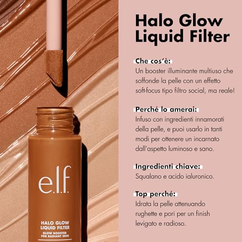 e.l.f. Halo Glow Liquid Filter, Complexion Booster For A Glowing, Soft-Focus Look, Infused With Hyaluronic Acid, Vegan & Cruelty-Free, 0.5 Fair