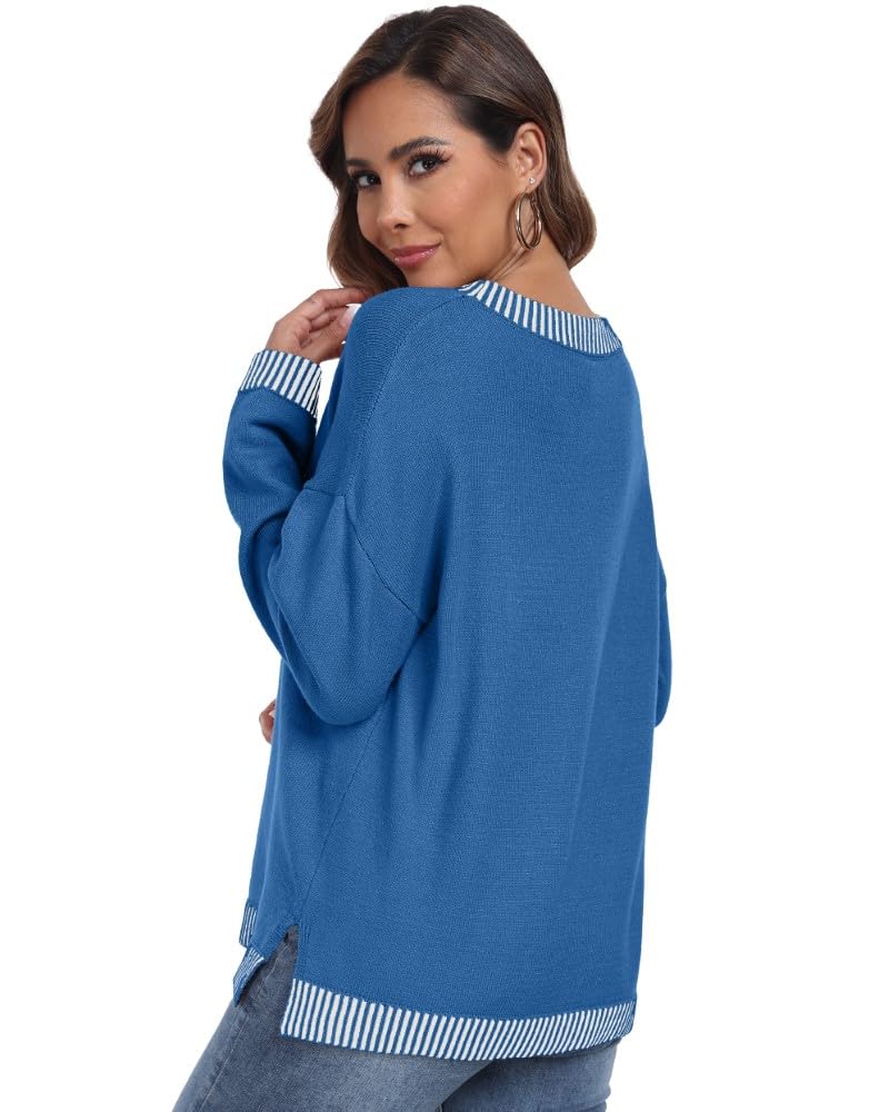 PrinStory Pullover Damen Strickpullover Langarm Rundhals Elegant Lässig Sweatshirt Warm Damen Winter Pullis Strickwaren