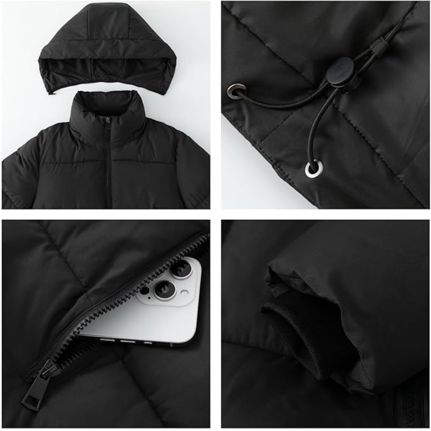 PUFFIT Damen Winter Jake mit Kapuze Warmer Wasserdicht Winterjacke Steppmantel Female Jacken