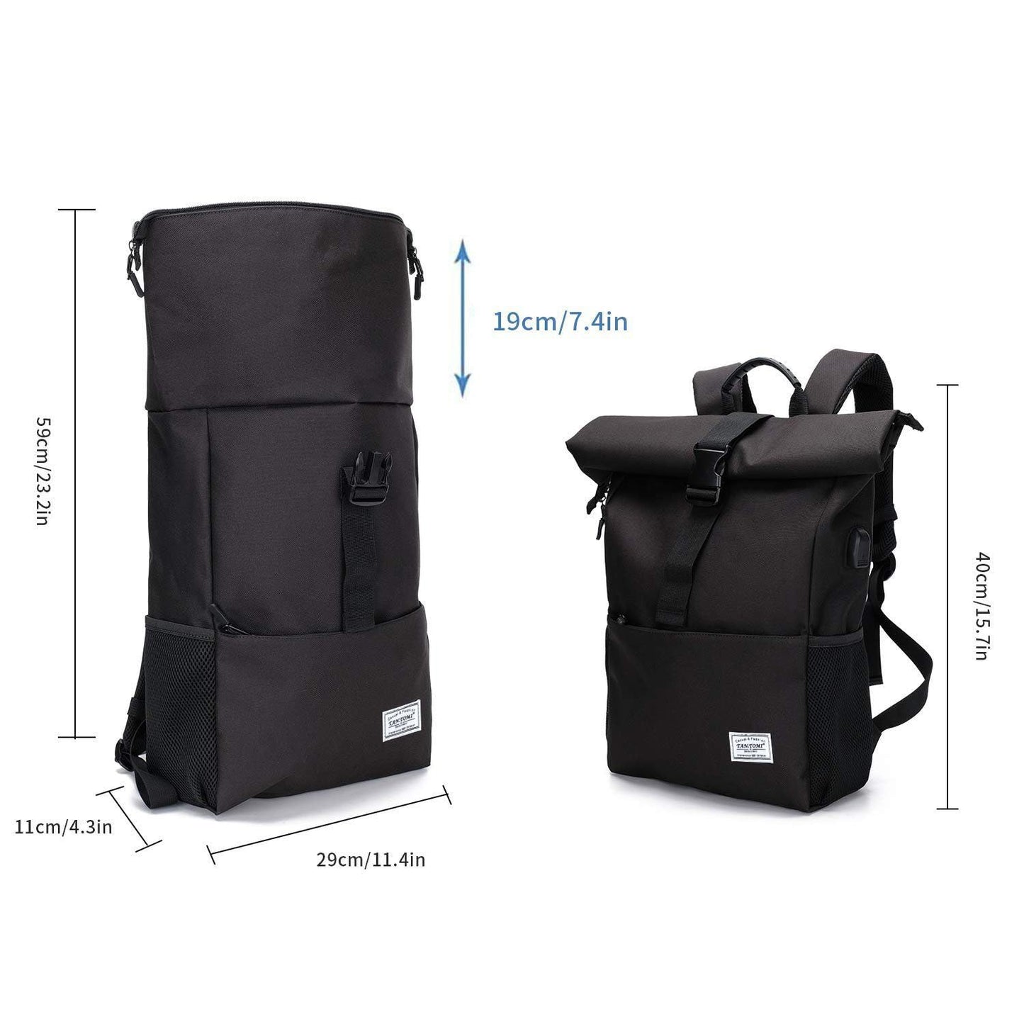 MoFut Rucksack Damen Groß Rucksack Herren Groß Schulrucksack viele Fächer mit 15,6" Laptopfach, Unisex Rolltop Rucksack Wasserdicht, Lässiger Backpack Schule Freizeit Uni Arbeit Wandern.