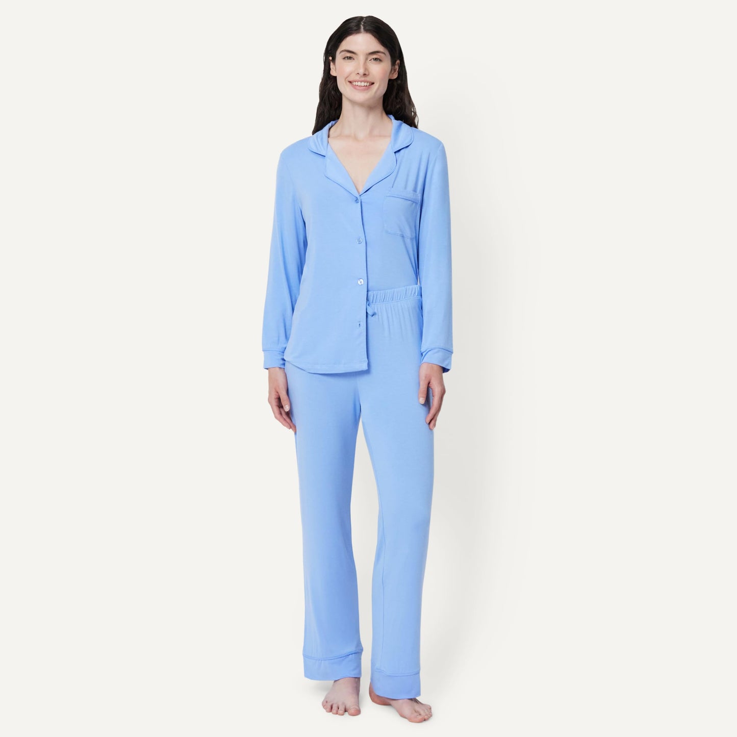 Amazon Essentials x Sofia Grainge Damen Pyjama-Set aus elastischer Modalfaser mit Langen Ärmeln und bodenlangem Unterteil