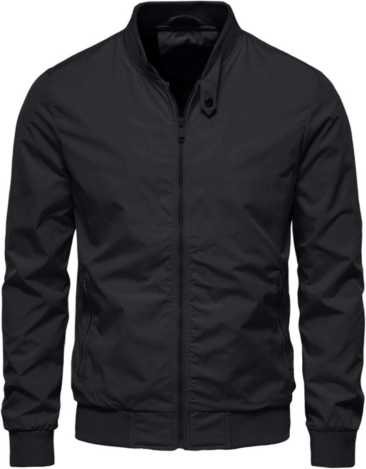 HOTIAN Herren Jacke Leichte Windbreaker Bomberjacke mit Stehkragen Jacke Übergangsjacke Freizeit jacke mit Reißverschlusstaschen