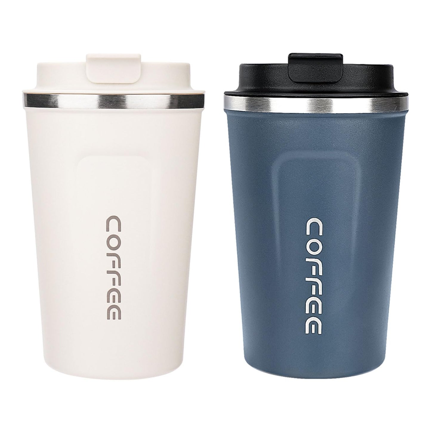 ERBO Kaffeebecher to go, Thermobecher Edelsthal, Auslaufsicher Kaffeetasse Kaffeebecher mit Deckel, Kaffeetasse Thermobecher für Unterwegs Umweltfreundlich, Weiß 380ml