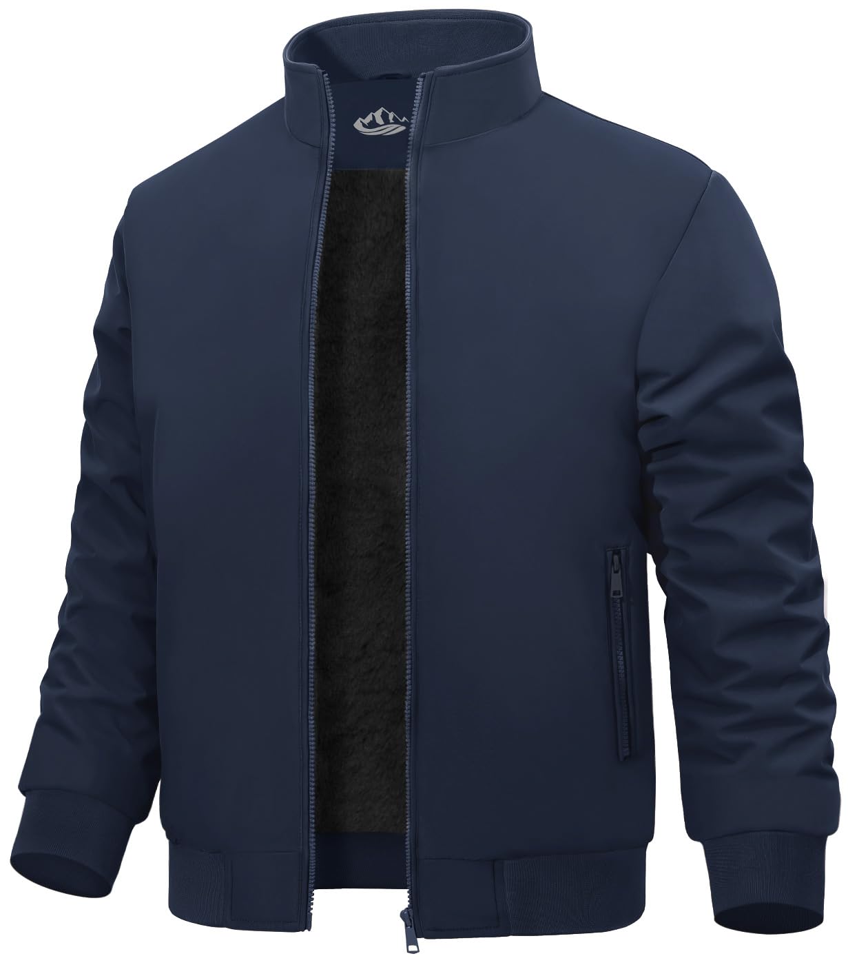 Lonya Men's Fleece Winter Windproof Bomber Jacket Full Zip Transition Jacket Flight Jacket Autumn Warm Padded Stand-Up Collar Coats Jackets