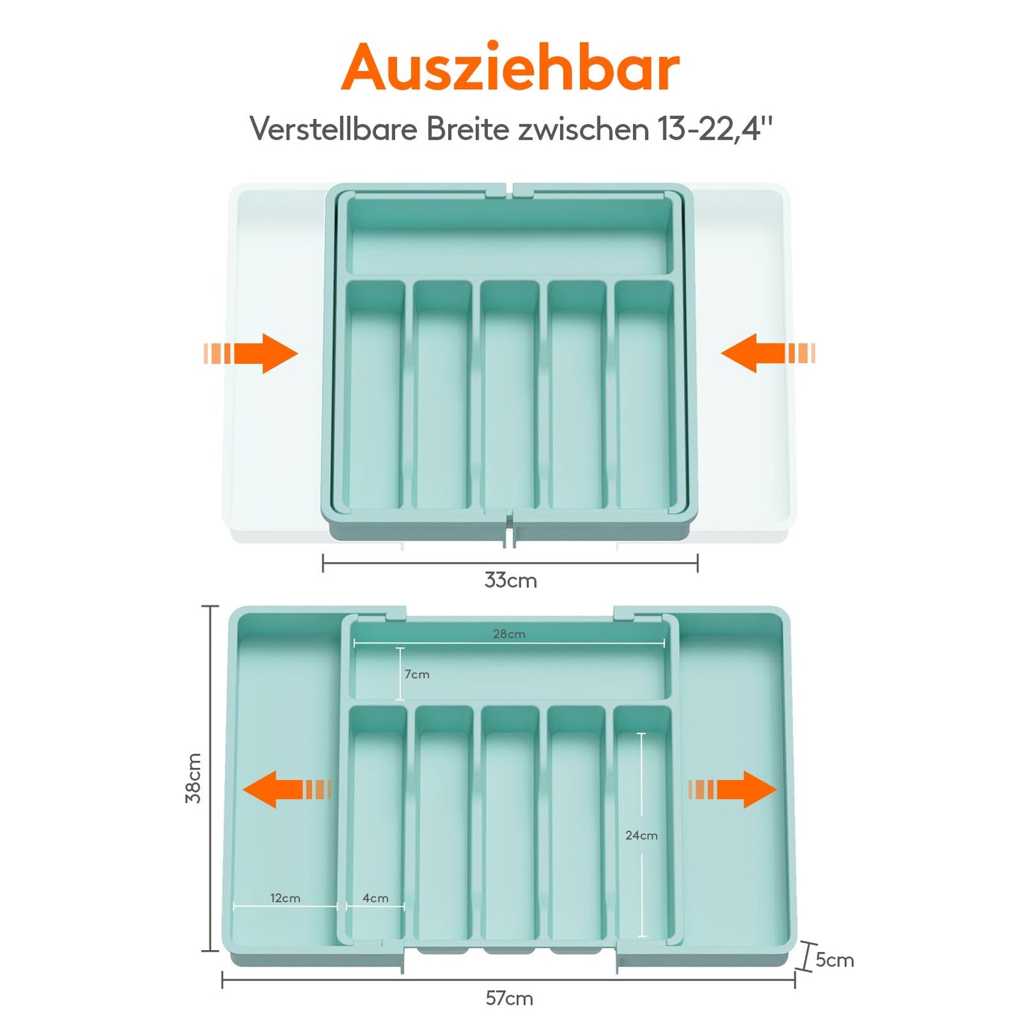 Lifewit Besteckkasten für Schubladen,verstellbarer Besteckhalter Utensilienhalter für Küchenschubladen, Schubladeneinsatz Besteckeinsatz für Küche Organizer aus Kunststoff für Löffel,Gabeln, Schwarz