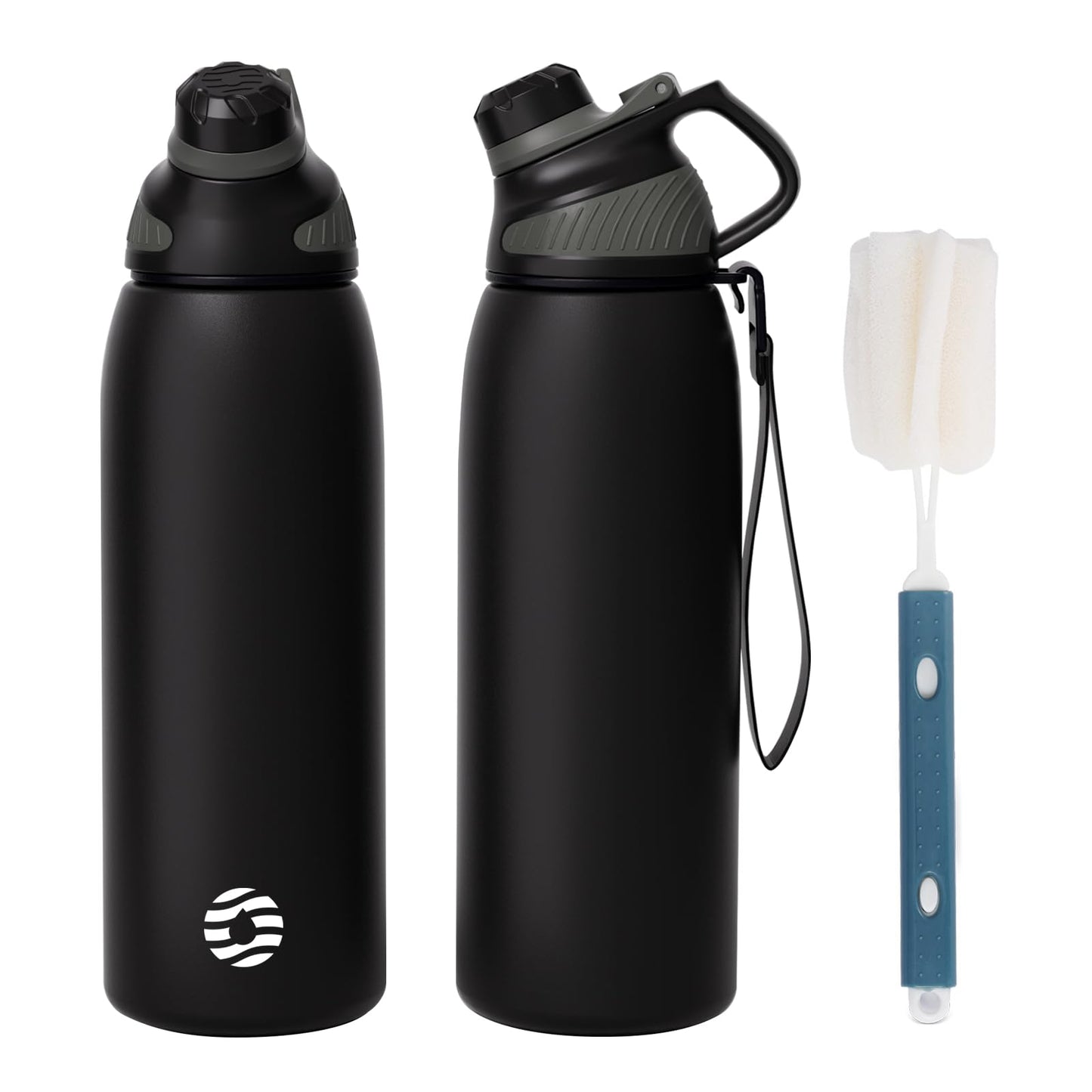 Fjbottle Edelstahl Trinkflasche Sport mit Magnetischem Deckel 1L, 800ml, 600ml, 400ml BPA-Frei Auslaufsichere Kinder Flasche - Kohlensäure geeignet 1500ML Wasserflasche Thermo für Schule, Fitness