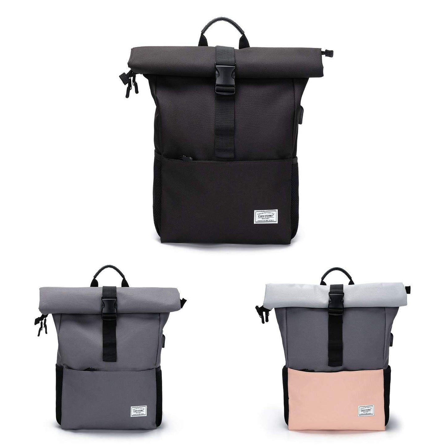 MoFut Rucksack Damen Groß Rucksack Herren Groß Schulrucksack viele Fächer mit 15,6" Laptopfach, Unisex Rolltop Rucksack Wasserdicht, Lässiger Backpack Schule Freizeit Uni Arbeit Wandern.