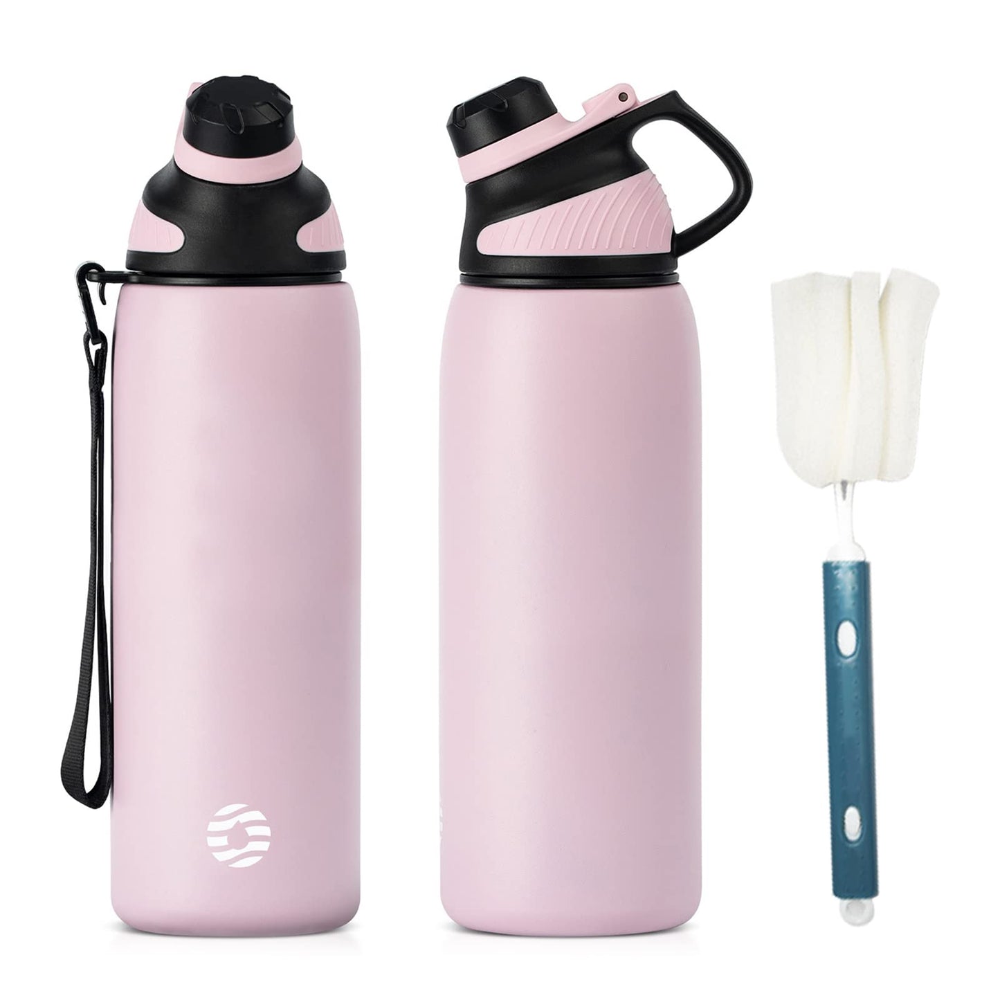 Fjbottle Edelstahl Trinkflasche Sport mit Magnetischem Deckel 1L, 800ml, 600ml, 400ml BPA-Frei Auslaufsichere Kinder Flasche - Kohlensäure geeignet 1500ML Wasserflasche Thermo für Schule, Fitness