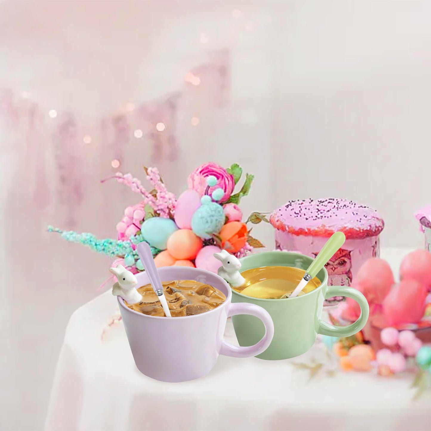 BigNoseDeer Süße Sachen Keramik Katze Kaffeetasse Teetasse Deckel Löffel Lustige Tassen Geschenke für Frauen Kaffeebecher 3D Tasse Personalisiert Cappuccino Tasse Beste Freundin Weihnachten Geschenk