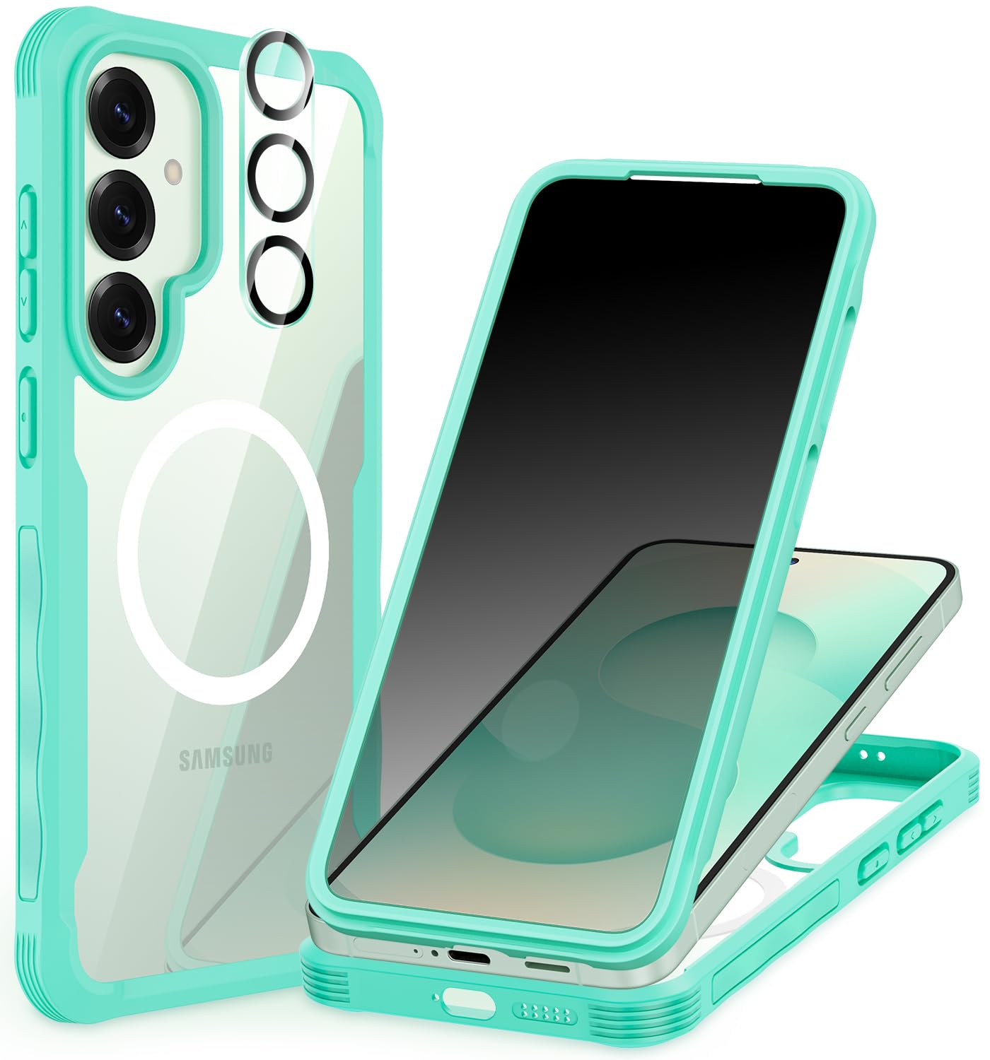 CENHUFO Privacy Screen Case for Samsung Galaxy S25 Ultra, Magnetic Mobile Phone Case with Built-in Privacy Tempered Glass Screen Protector and Camera Protection, 360 Degree Protective Case, Shockproof