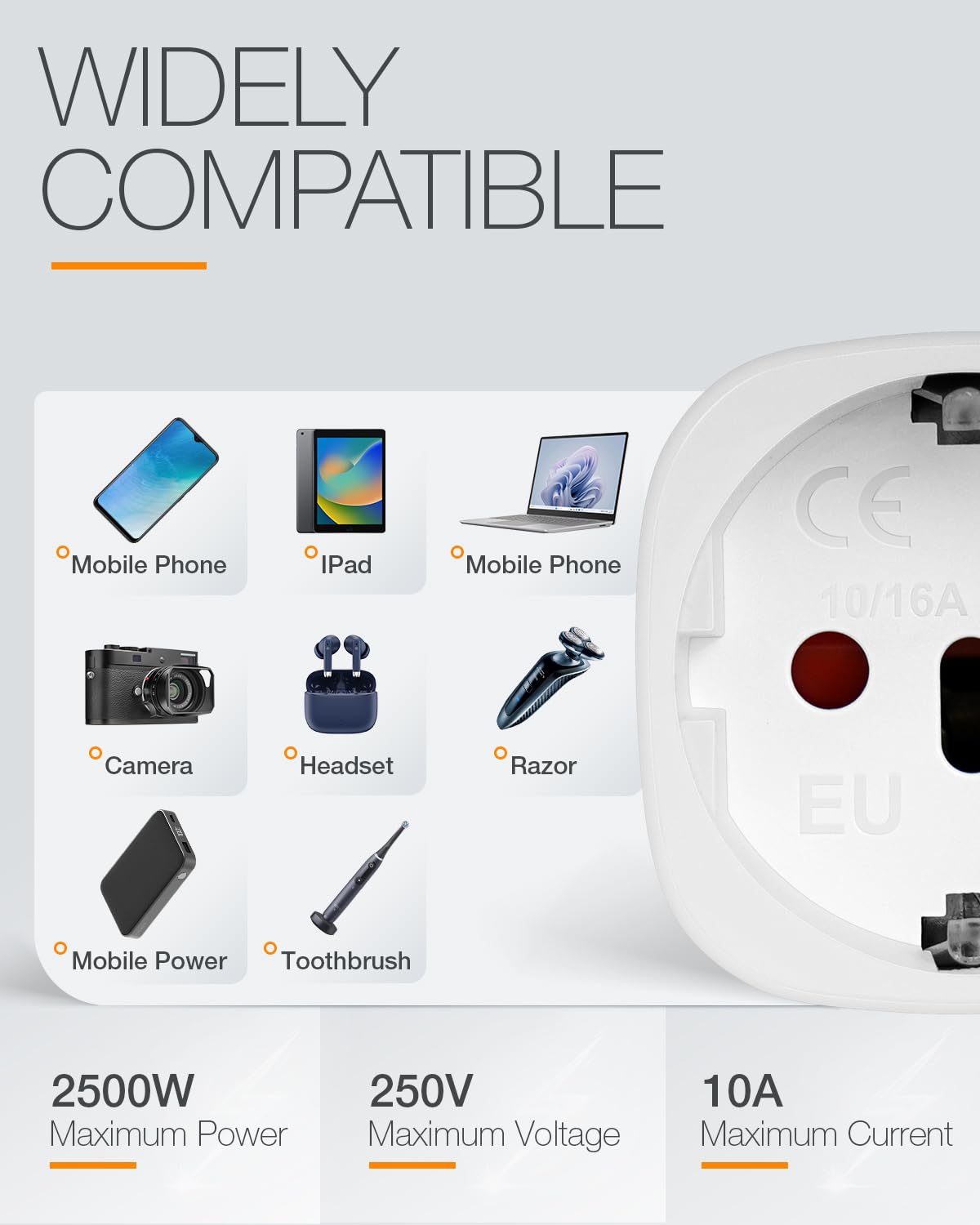 Reiseadapter USA 2Stück，USA Adapter Steckdose Deutschland Plug ，Adapter USA Deutschland Stecker für EU zu Amerika/Kanada/Mexiko/Thailand usw,Typ B Reisestecker Stromadapter,Weiß