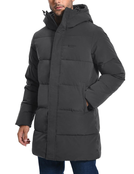 Pioneer Camp Men's Winter Jacket Long Windproof Waterproof Warm Down Jacket Winter Outdoor Parka Jacket with Hood