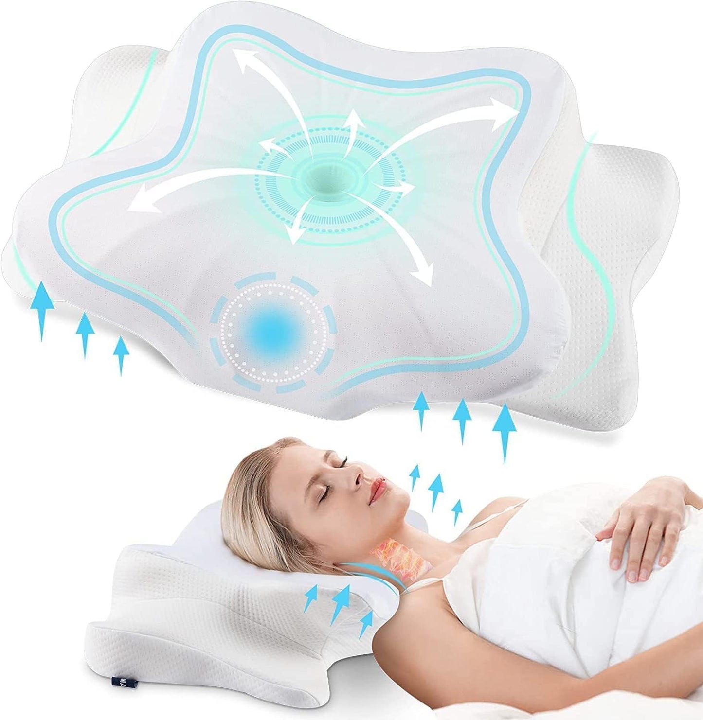DONAMA Memory Foam Kissen ergonomisches Nackenkissen Kopfkissen Seitenschläferkissen für Seiten, Rücken & Bauchschläfer