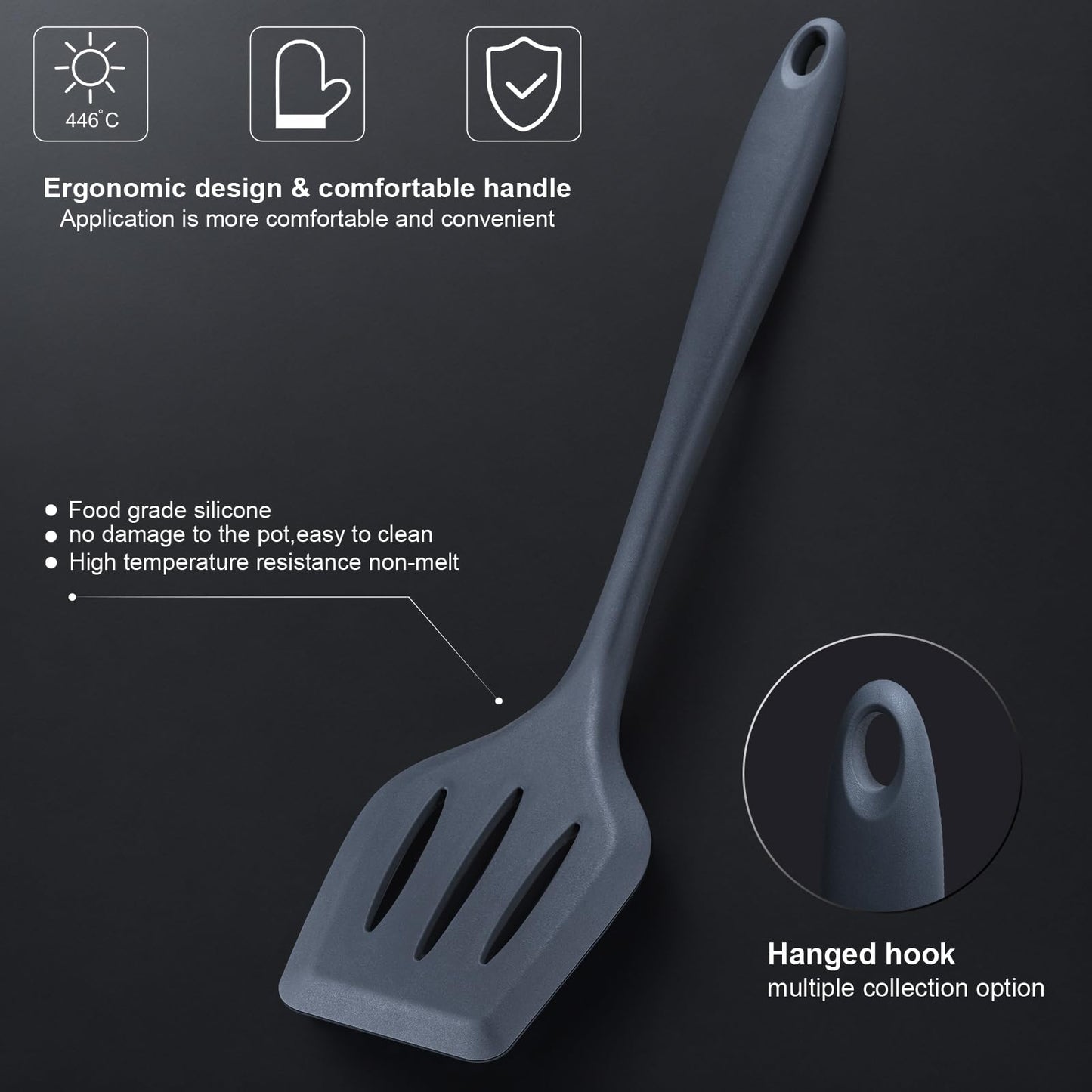 RAXCO Küchenmessersets Mit block,18 Teiligs Küchenutensilien Mit 5 Teiligs Messersets und 7 Teiligs Silikon Pfannenwender,Küchenhelfer sets, Schwarz