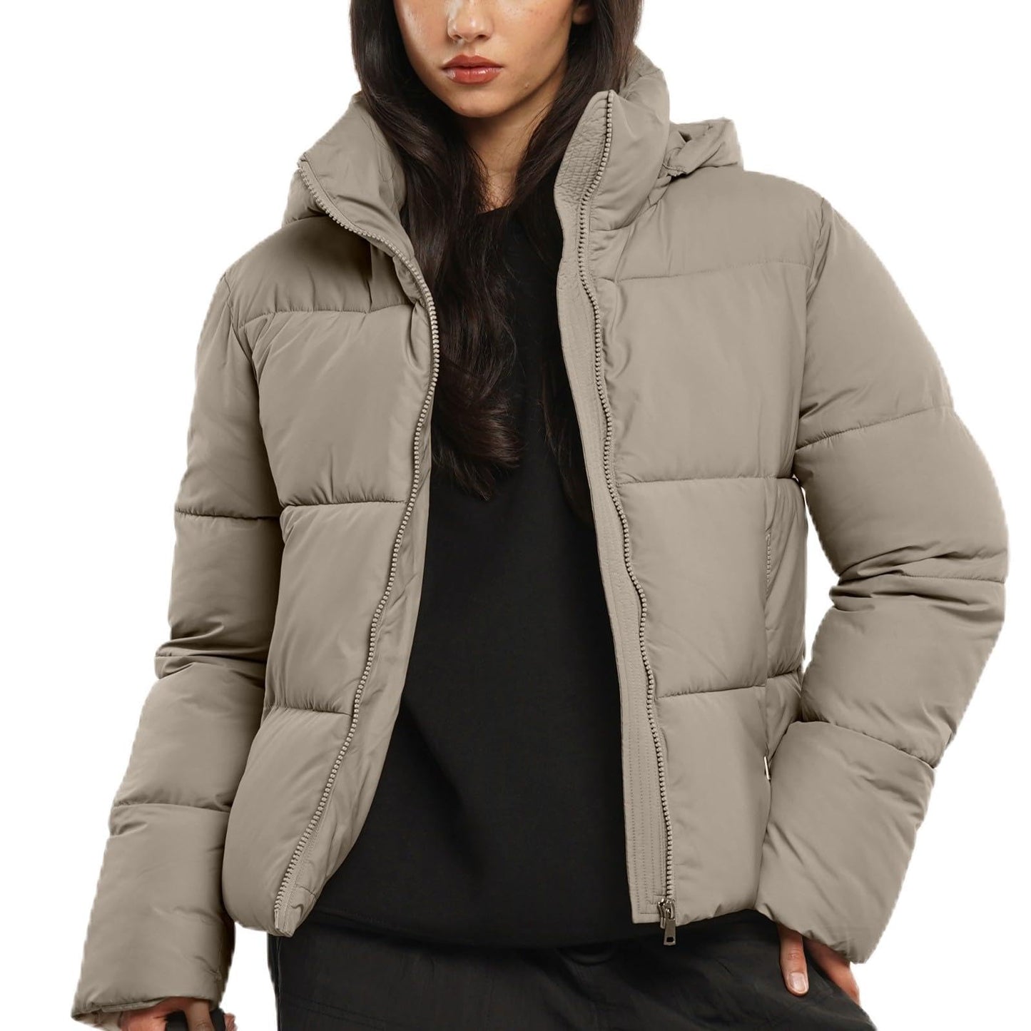 PUFFIT Damen Winter Jake mit Kapuze Warmer Wasserdicht Winterjacke Steppmantel Female Jacken