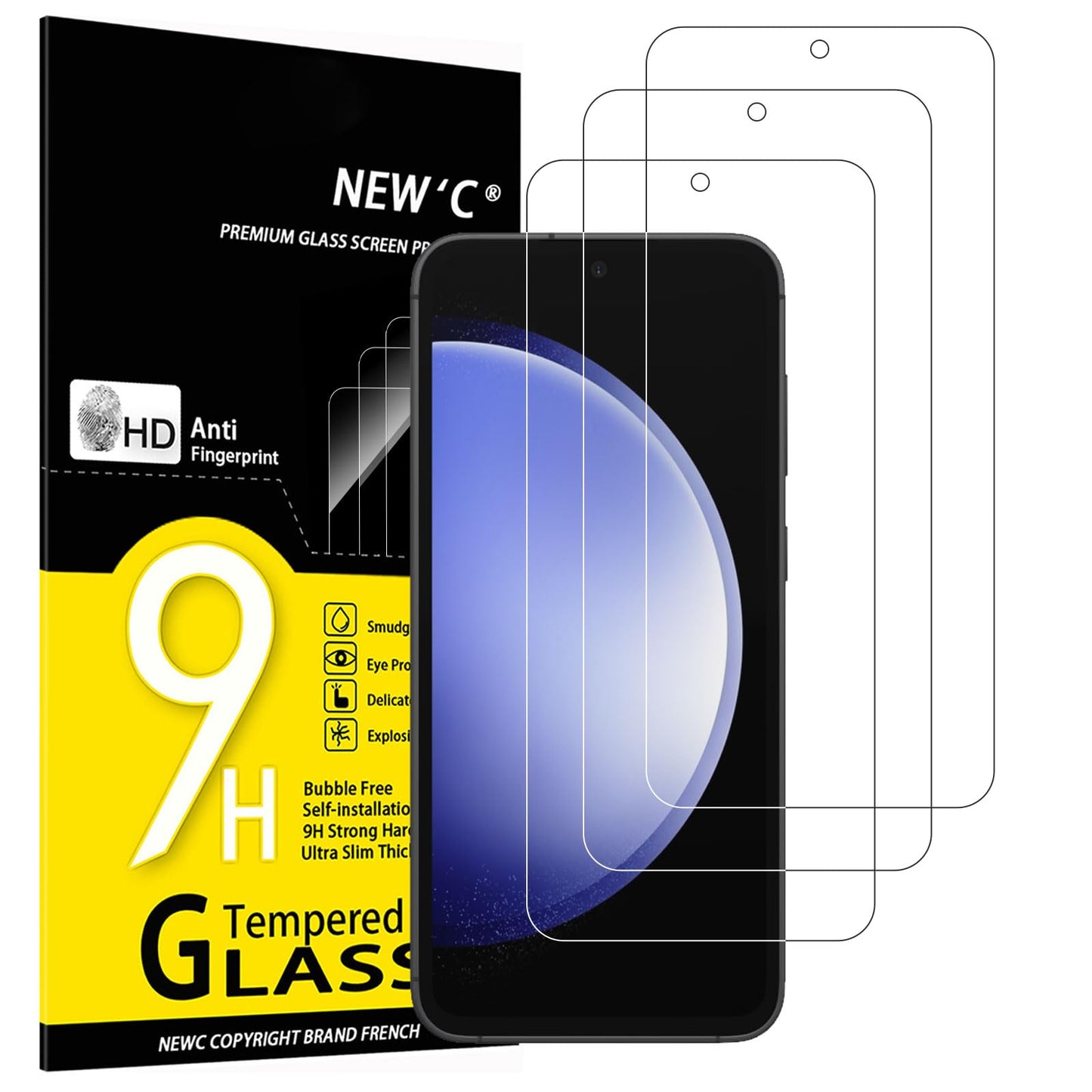 NEW'C Pack of 3 for Samsung Galaxy S25 Ultra Tempered Glass, Scratch Free, 9H Hardness, HD Screen Protector, Ultra Clear, Ultra Resistant