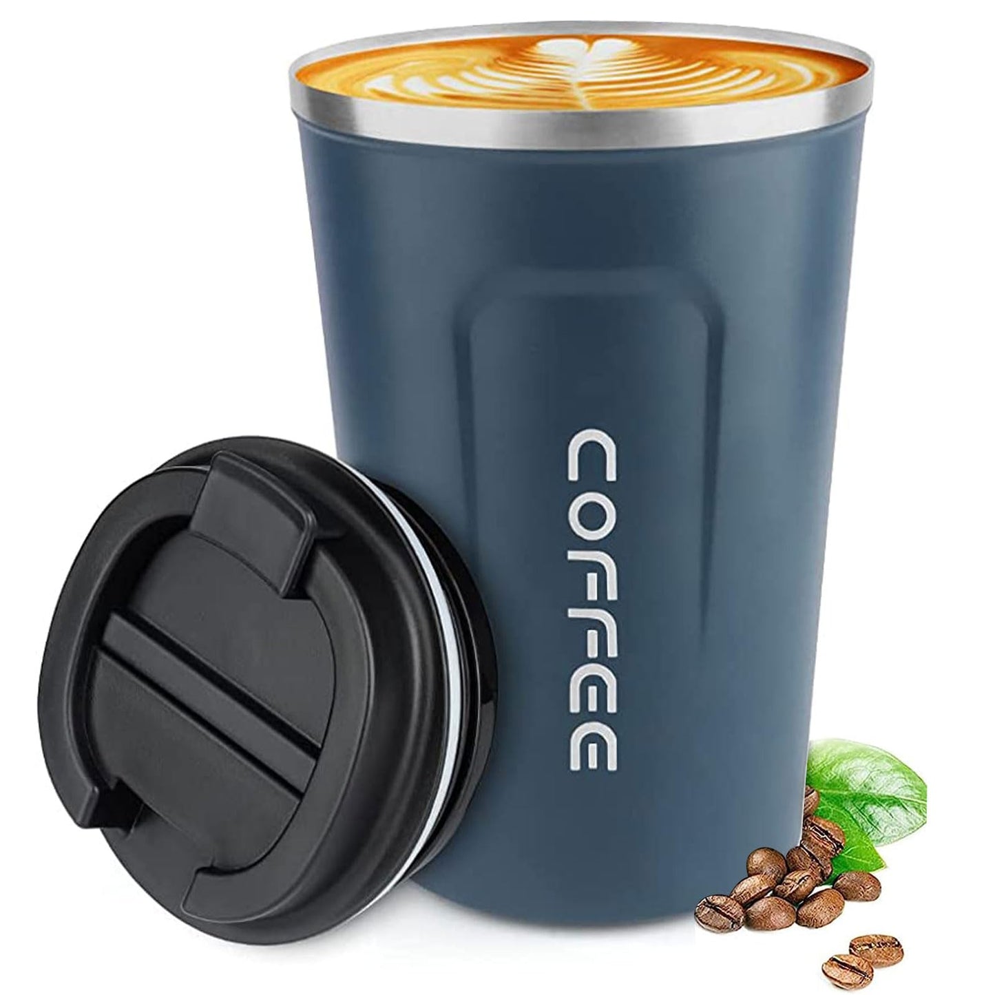 ERBO Kaffeebecher to go, Thermobecher Edelsthal, Auslaufsicher Kaffeetasse Kaffeebecher mit Deckel, Kaffeetasse Thermobecher für Unterwegs Umweltfreundlich, Weiß 380ml