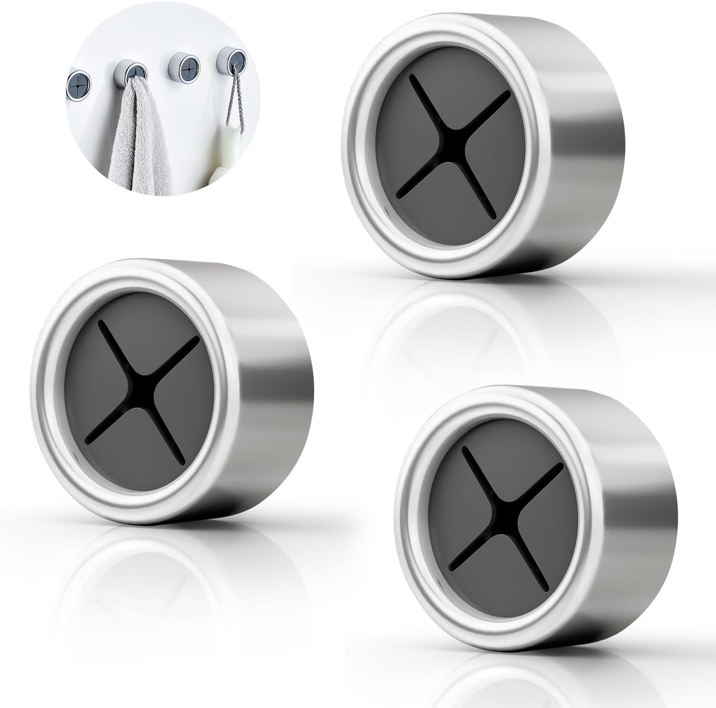 Coolon Geschirrtuchhalter,3 Stück Selbstklebender Handtuchhalter,Starke Viskosität ABS Handtuchhaken Runden Handtuchklemme Tuchhaken für Bad, Küche und Haushalt