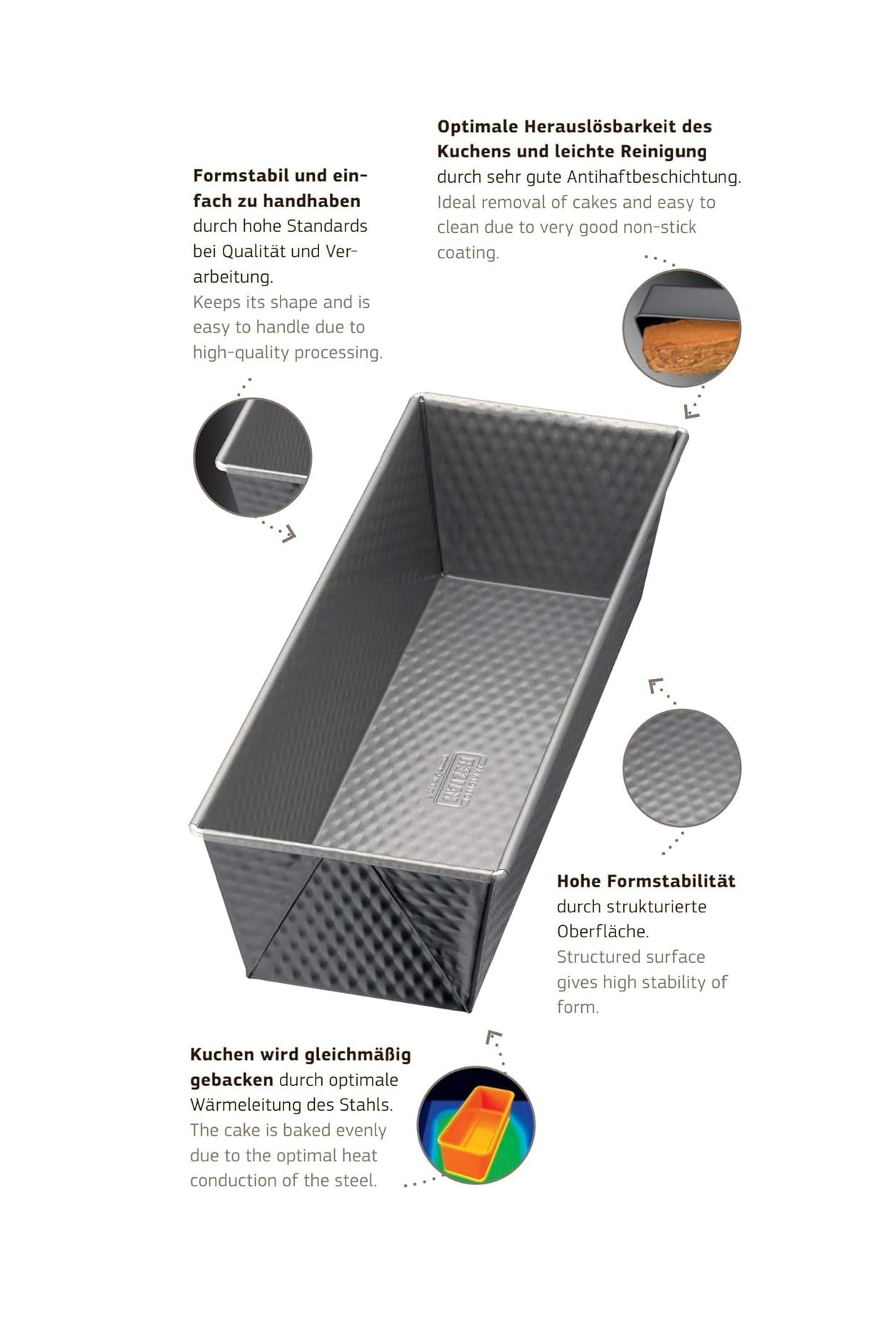 Original Kaiser Inspiration Springform 26 cm rund, Flachboden, runde Backform, Kuchenform antihaftbeschichtet, auslaufsicher