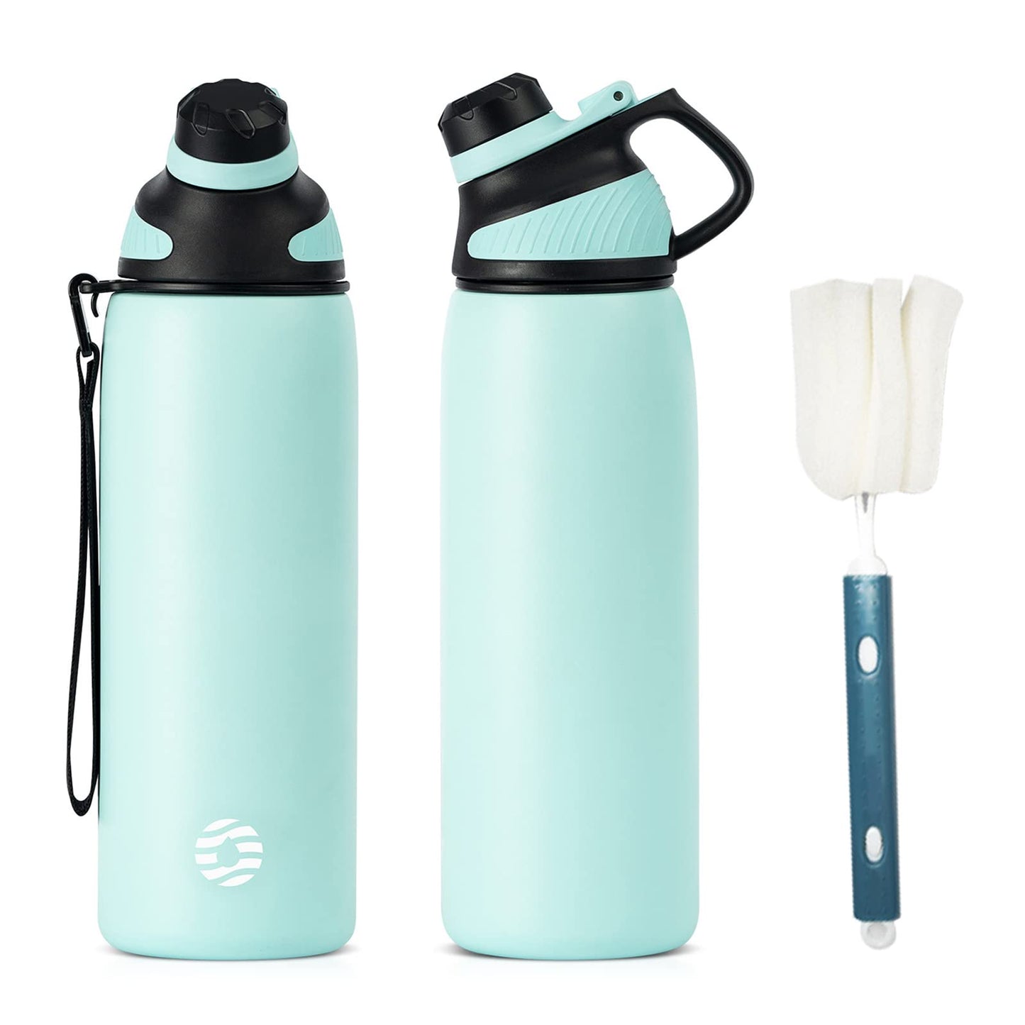 Fjbottle Edelstahl Trinkflasche Sport mit Magnetischem Deckel 1L, 800ml, 600ml, 400ml BPA-Frei Auslaufsichere Kinder Flasche - Kohlensäure geeignet 1500ML Wasserflasche Thermo für Schule, Fitness