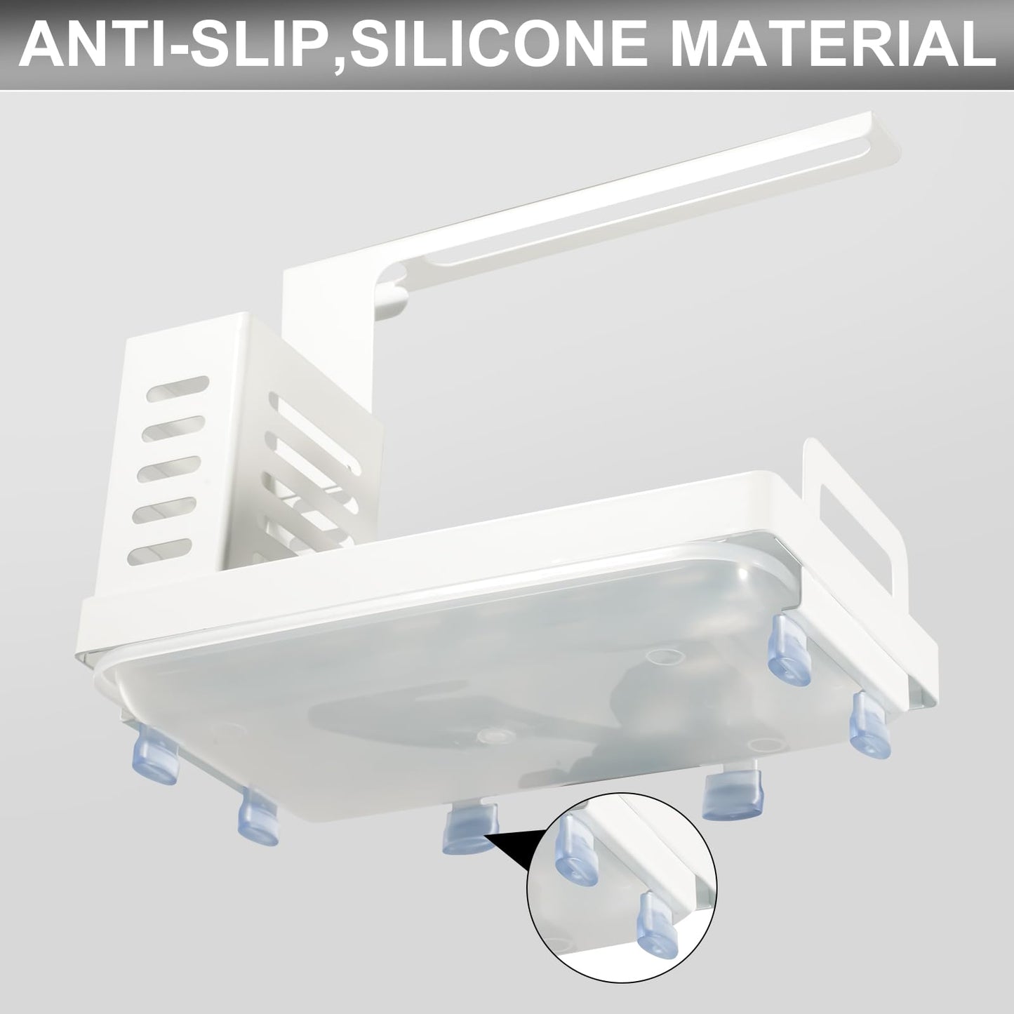 Shunfaji Spülbecken Organizer Spülbecken Caddy Organizer Edelstahl Utensilien Korb für Küche & Badezimmer mit Abflusspfanne, Klebstoff Arbeitsplatte Dual-Use Schwamm Bürste Seifenschale Halter