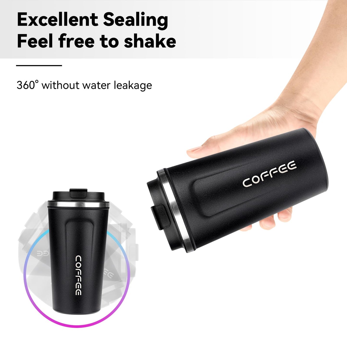 ERBO Kaffeebecher to go, Thermobecher Edelsthal, Auslaufsicher Kaffeetasse Kaffeebecher mit Deckel, Kaffeetasse Thermobecher für Unterwegs Umweltfreundlich, Weiß 380ml