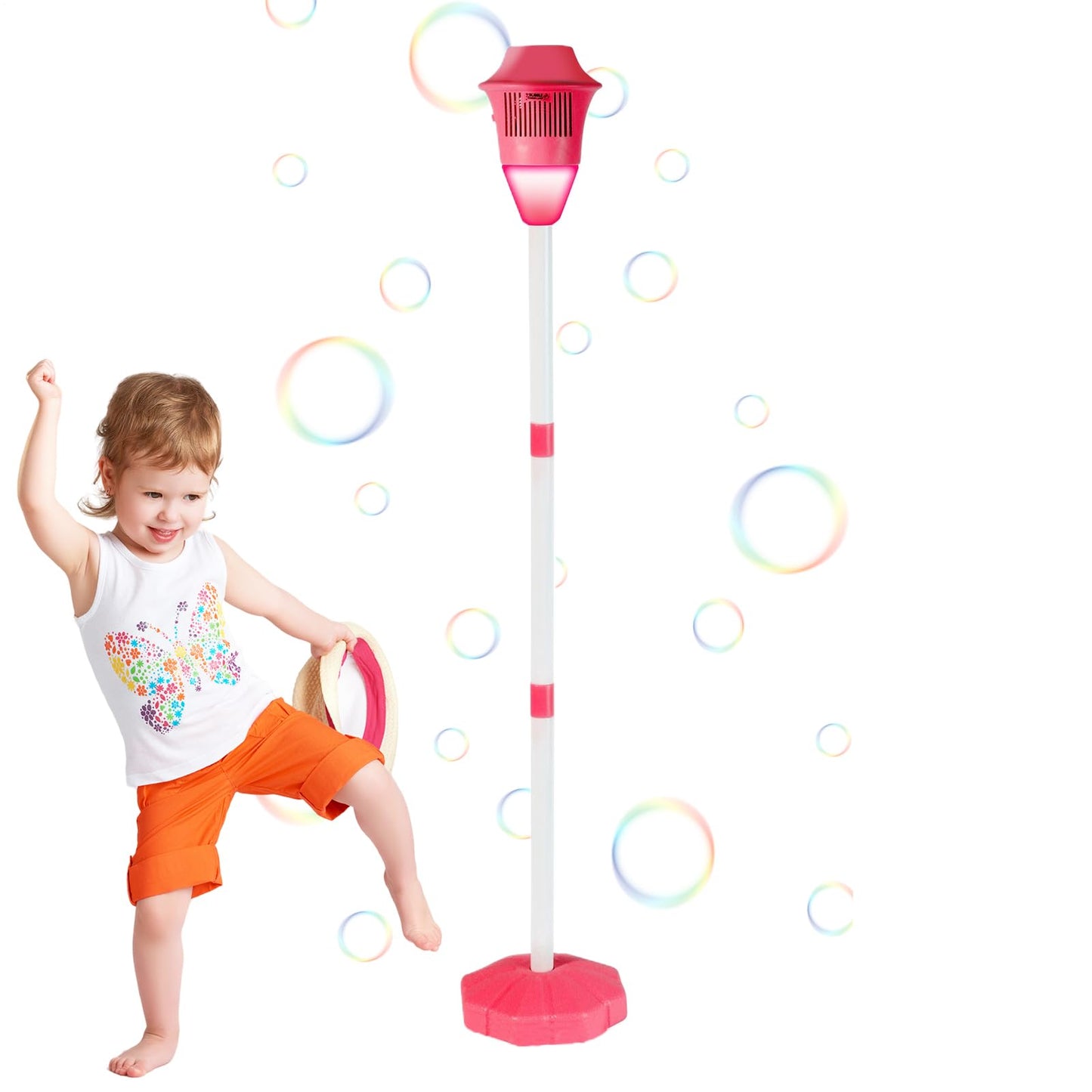 Bubble Maker Ständer, Automatischer Bubble Maker Standing Machine, Bubbles Torch Gartenlampe, Blasenbrennergartenlampe Für Freunde, Familie, Blau/rot, 118cm