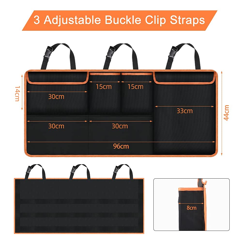 URAQT Car Boot Organiser Car Storage Bag Car Boot Bag Waterproof Bags for Car with Strong Elastic Magic Wand Structure for SUV Black