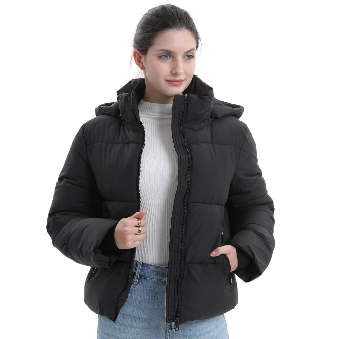 PUFFIT Damen Winter Jake mit Kapuze Warmer Wasserdicht Winterjacke Steppmantel Female Jacken
