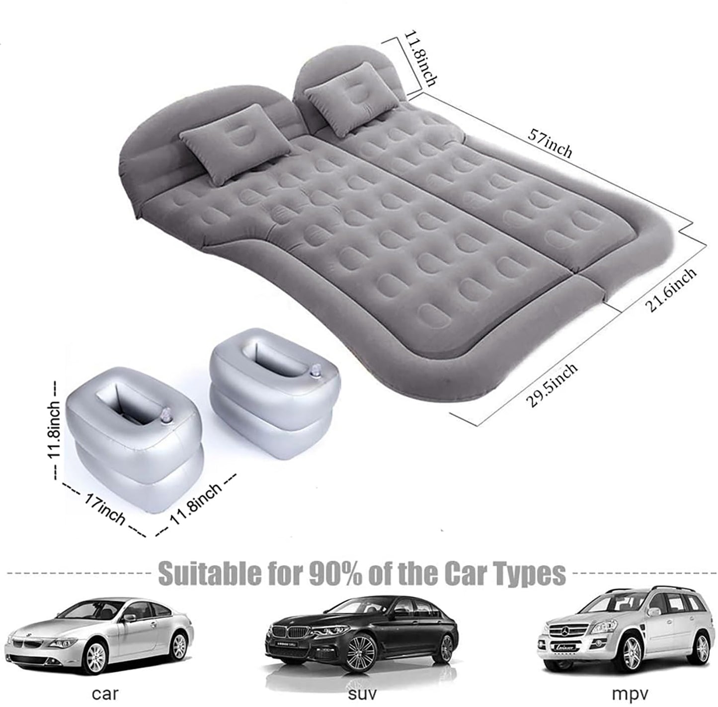 Icelus Auto Matratze SUV Luftmatratze with Luftpumpe 195 * 130 * 15 cm Aufblasbare Camping Kombi Luftbett für Auto Rücksitz Dickere Kofferraum Matratze Bett für Camping Outdoor Traveling