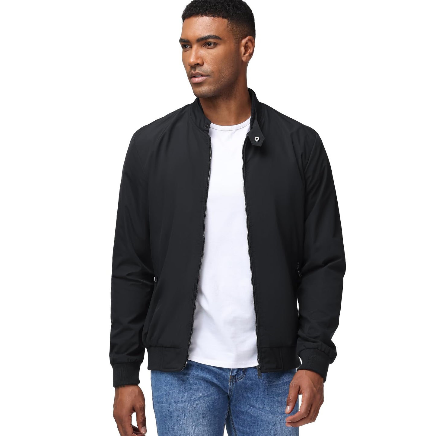 HOTIAN Herren Jacke Leichte Windbreaker Bomberjacke mit Stehkragen Jacke Übergangsjacke Freizeit jacke mit Reißverschlusstaschen