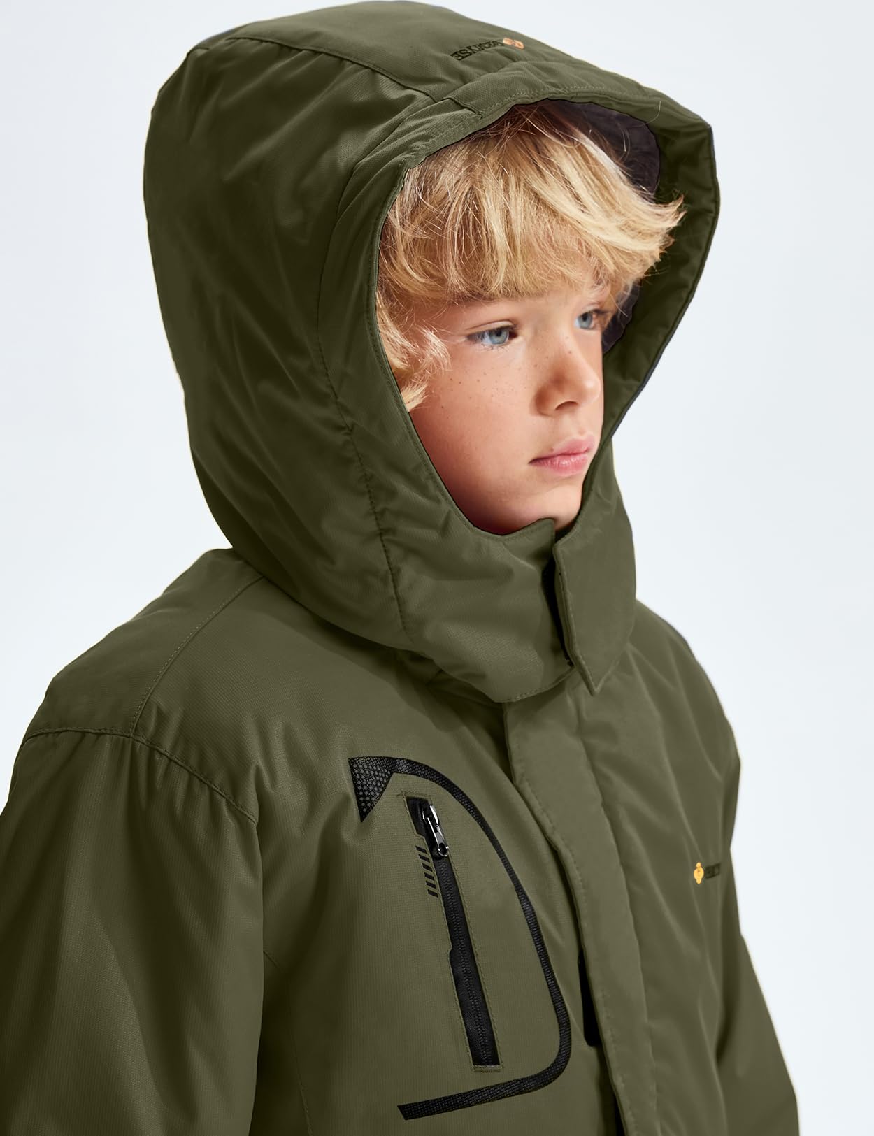 Gemyse Boys' Waterproof Ski Jacket, Windproof Fleece Jacket, Outdoor Winter Jacket, Rain Jacket with Hood