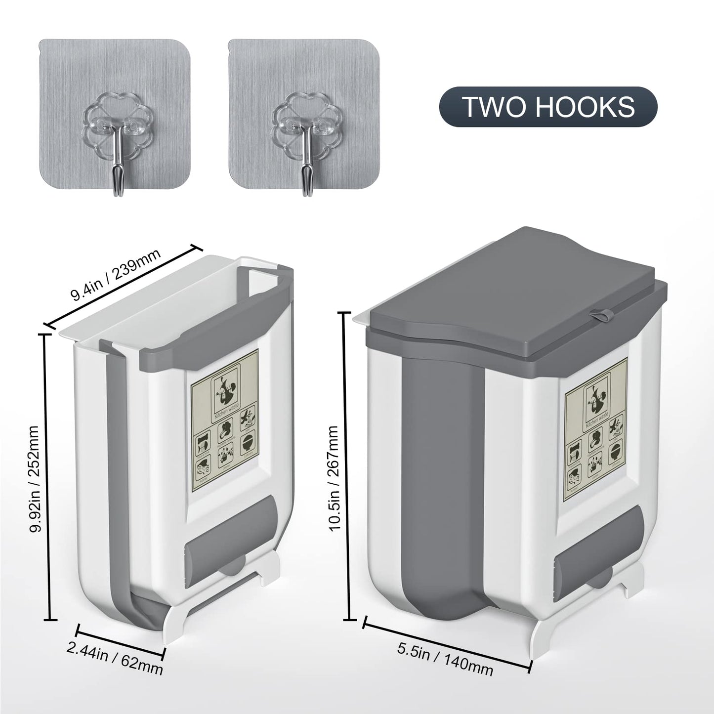 Gintan faltbarer hängender mülleimer mit Deckel küche camping, Faltbare Mülleimer Küche Abfalleimer Aufhängbarenzum Küchenabfalleimer für küche/camping/Auto/Bad/Büro/Schlafzimmer