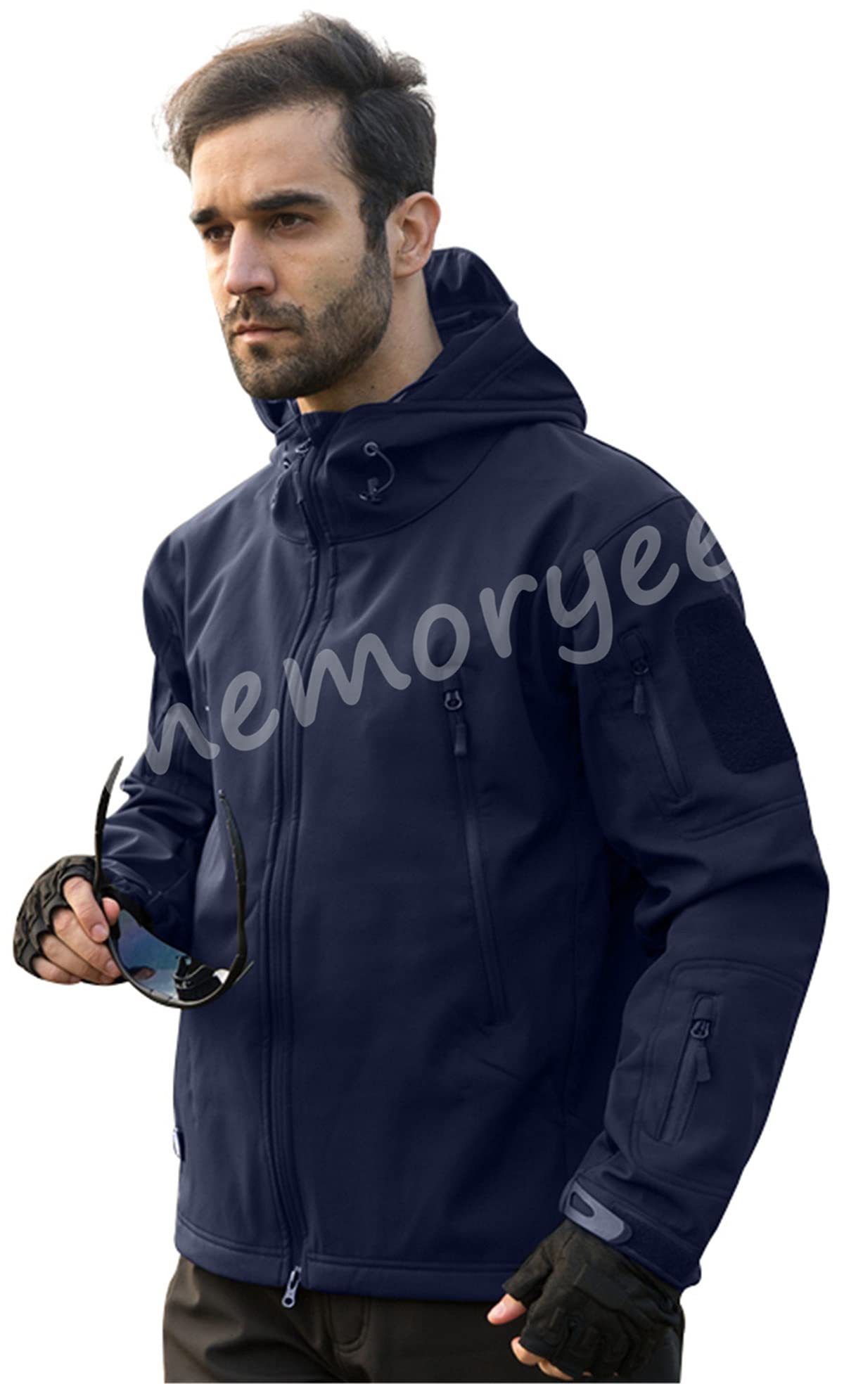 Memoryee Men's Waterproof Softshell Jackets, Warm Military Outdoor Tactical Hoodies, Camouflage Coat
