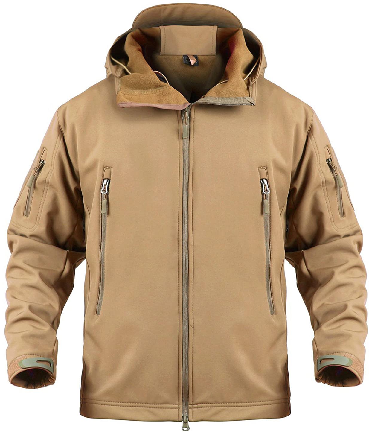 Memoryee Men's Waterproof Softshell Jackets, Warm Military Outdoor Tactical Hoodies, Camouflage Coat