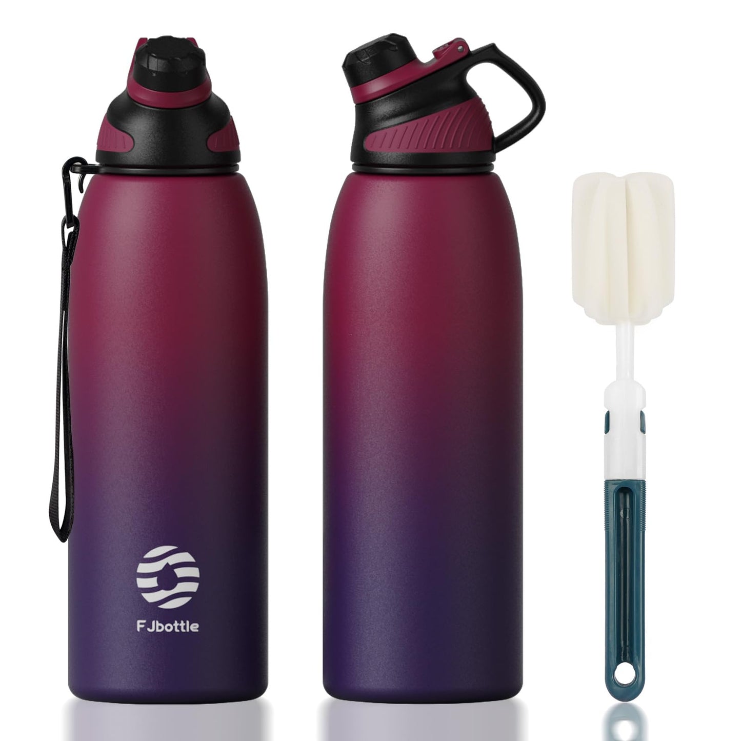 Fjbottle Edelstahl Trinkflasche Sport mit Magnetischem Deckel 1L, 800ml, 600ml, 400ml BPA-Frei Auslaufsichere Kinder Flasche - Kohlensäure geeignet 1500ML Wasserflasche Thermo für Schule, Fitness