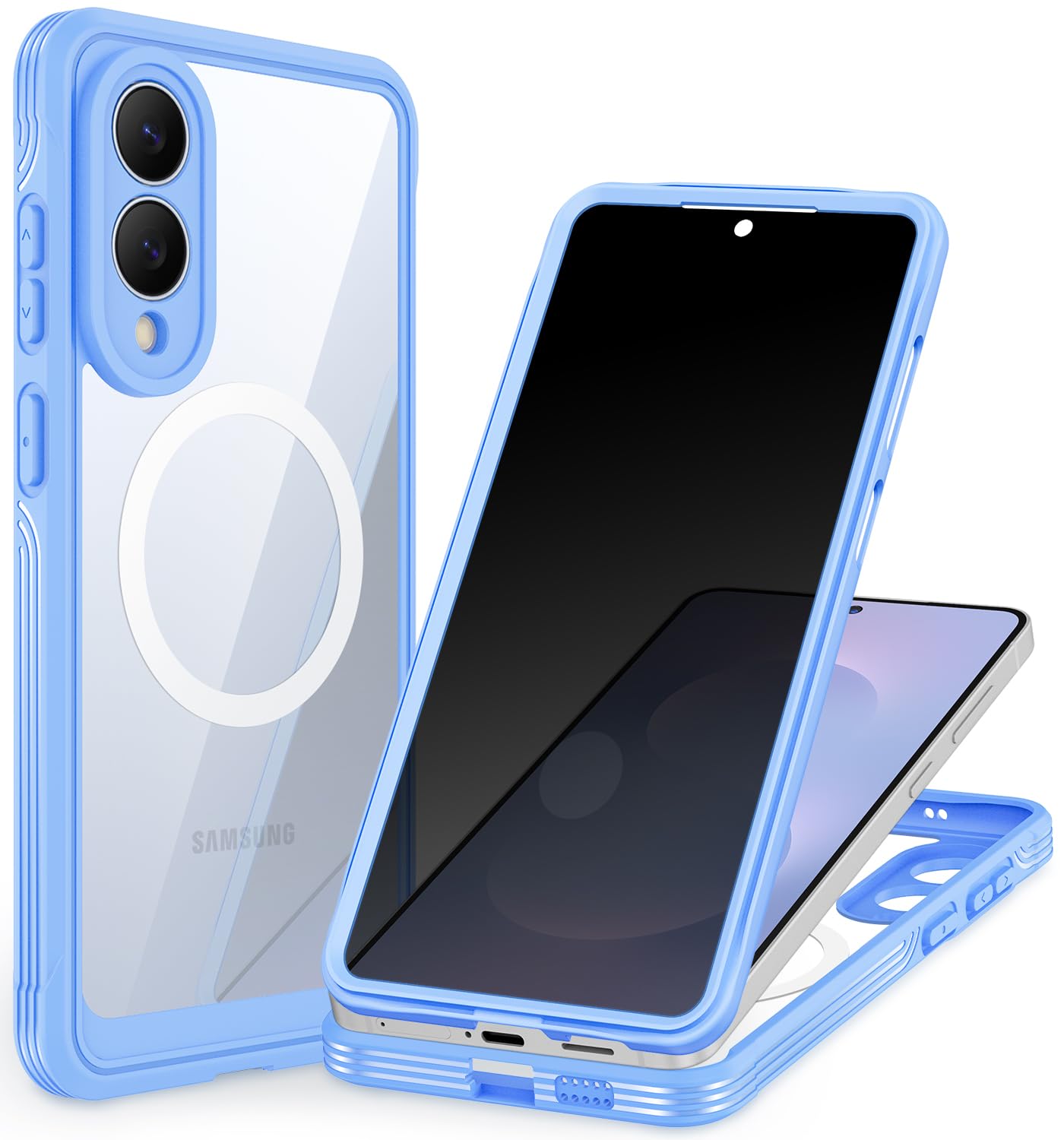 CENHUFO Privacy Screen Case for Samsung Galaxy S25 Ultra, Magnetic Mobile Phone Case with Built-in Privacy Tempered Glass Screen Protector and Camera Protection, 360 Degree Protective Case, Shockproof