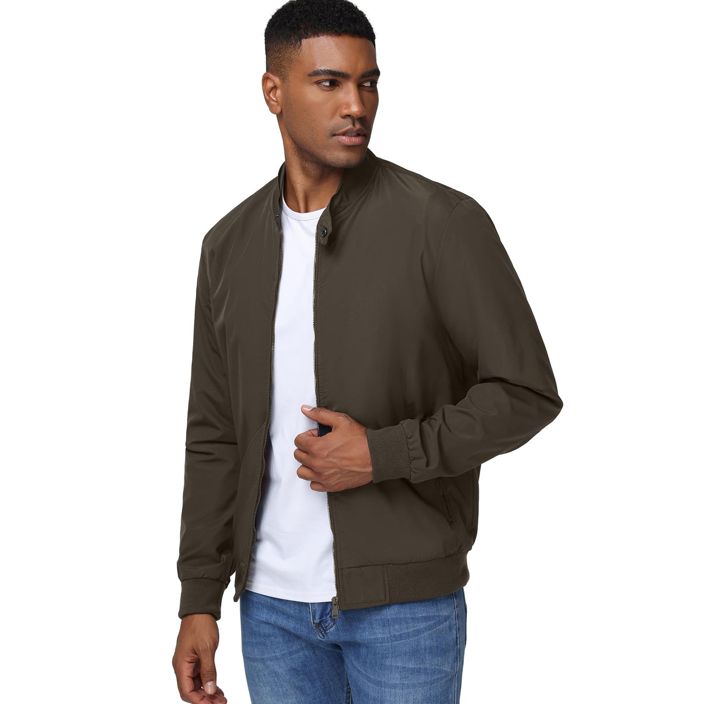 HOTIAN Herren Jacke Leichte Windbreaker Bomberjacke mit Stehkragen Jacke Übergangsjacke Freizeit jacke mit Reißverschlusstaschen