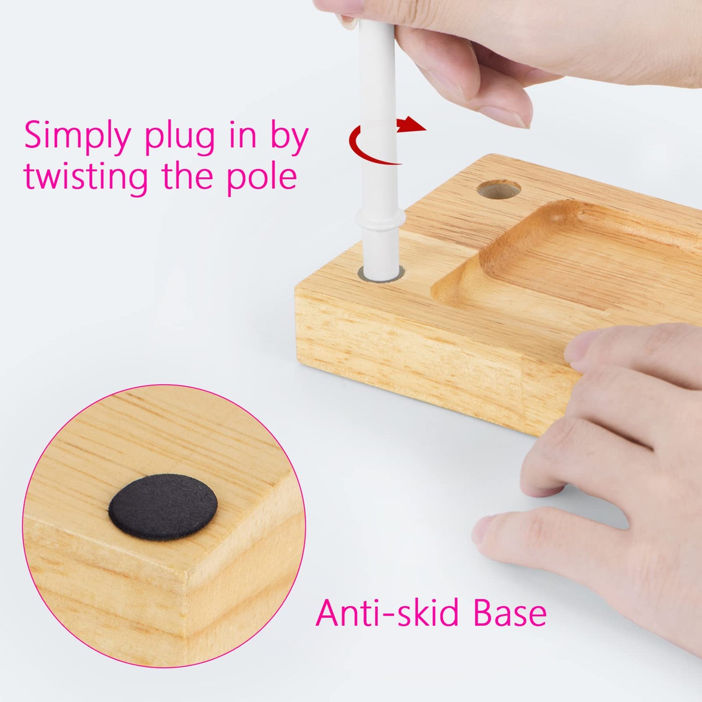 SRIWATANA Schmuckständer Holz Schmuckhalter Kettenhalter 3 Stäbe Drehbar (51cm) Schmuckbaum Schmuckaufbewahrung für Ketten Ohrringen Ringen Uhren und Armbändern