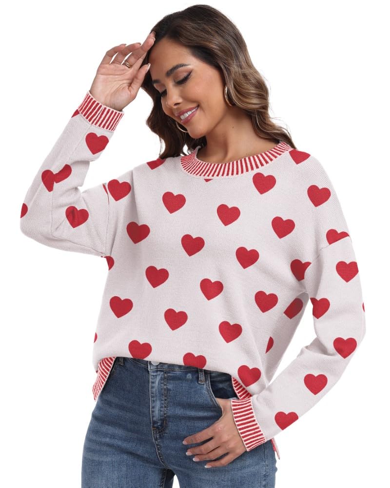 PrinStory Pullover Damen Strickpullover Langarm Rundhals Elegant Lässig Sweatshirt Warm Damen Winter Pullis Strickwaren