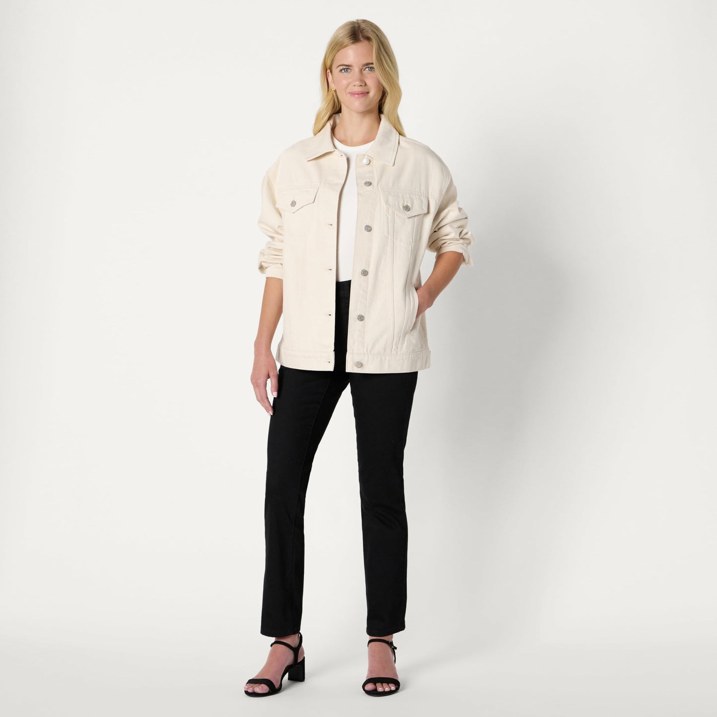 Amazon Essentials Damen Trucker-Jacke aus Denim Mit Taschen