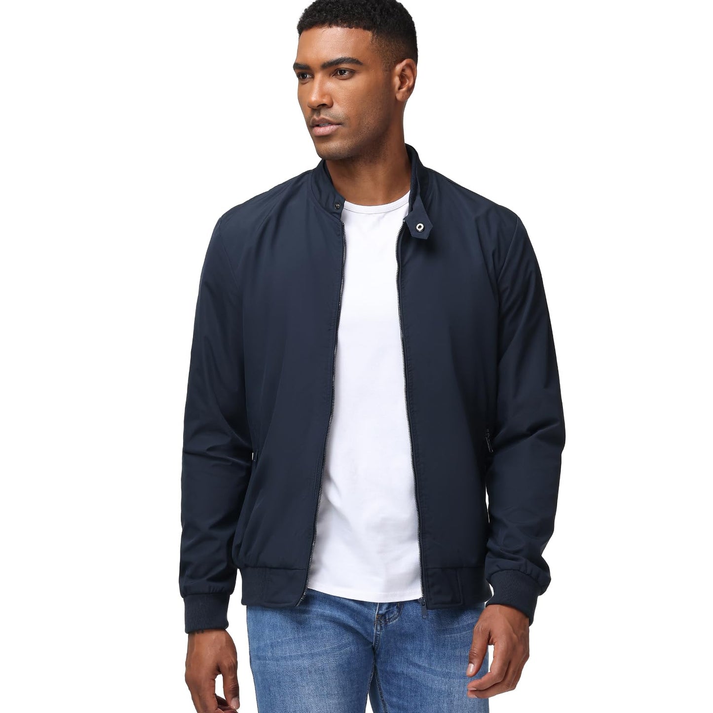 HOTIAN Herren Jacke Leichte Windbreaker Bomberjacke mit Stehkragen Jacke Übergangsjacke Freizeit jacke mit Reißverschlusstaschen